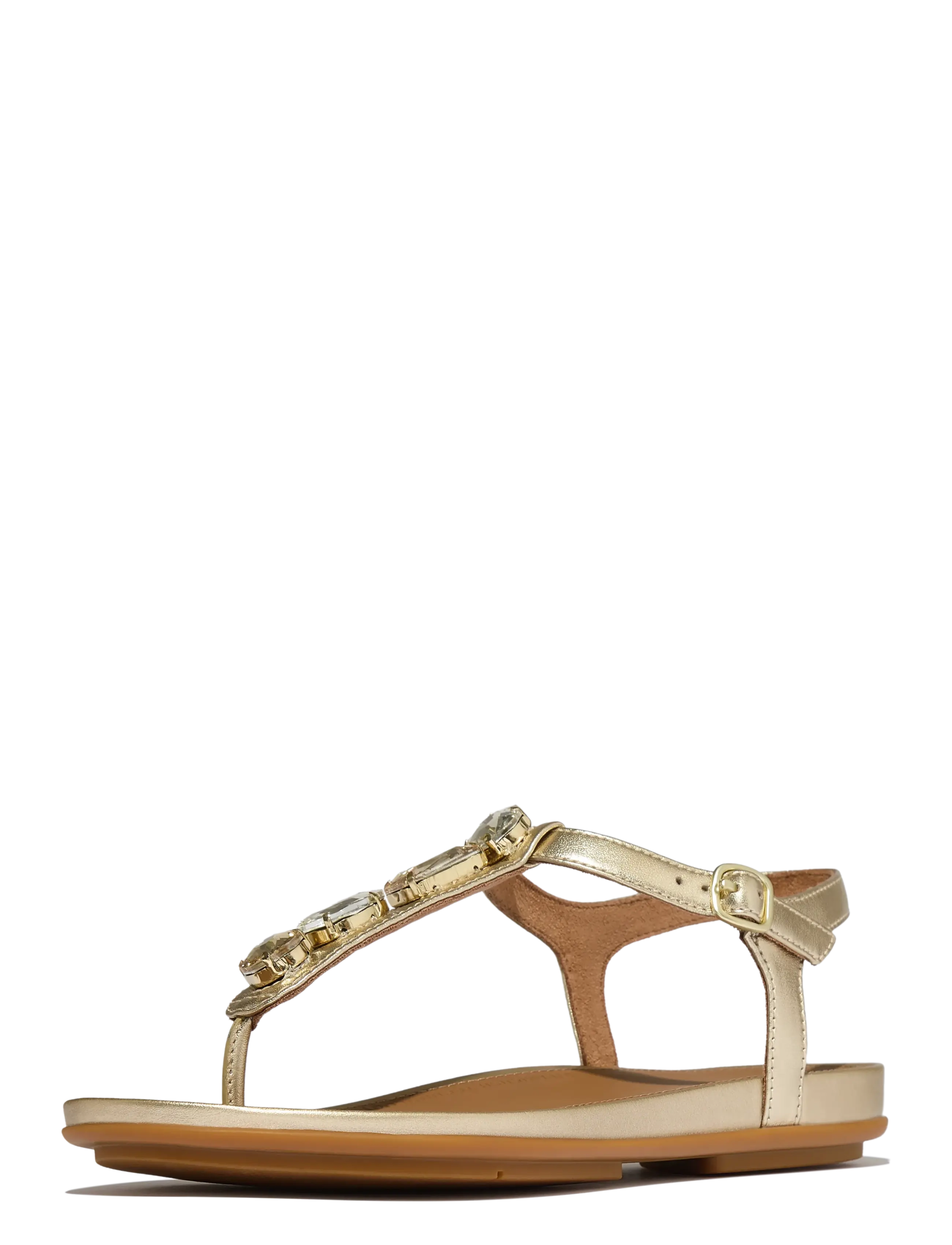 FitFlop - GRACIE ULTRA-JEWEL LEATHER T-BAR SANDALS - flade sandaler - platino - 3