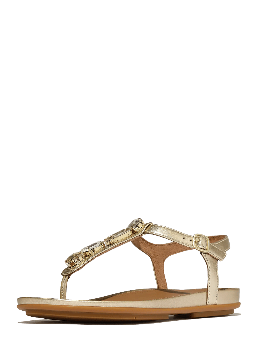 FitFlop - GRACIE ULTRA-JEWEL LEATHER T-BAR SANDALS - flade sandaler - platino - 3