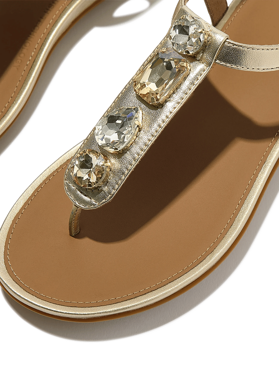 FitFlop - GRACIE ULTRA-JEWEL LEATHER T-BAR SANDALS - flade sandaler - platino - 4