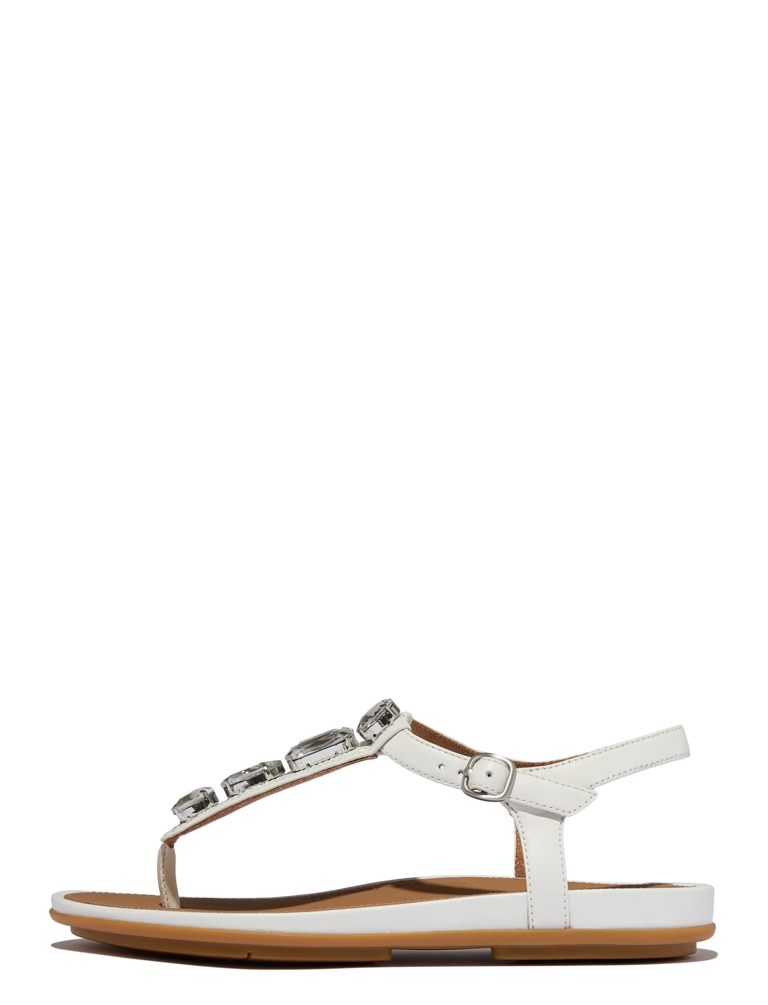 FITFLOP Gracie Ultra-Jewel Leder T-Bar Sandalen Weiß - 36 - Damen
