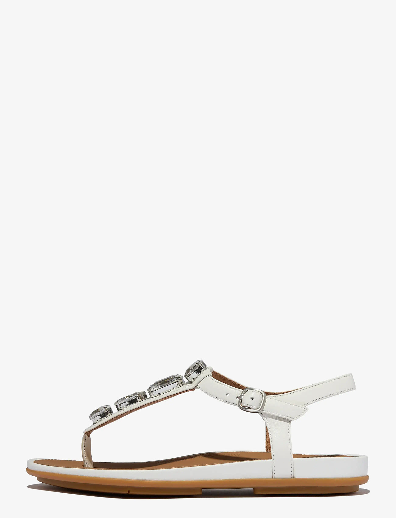 FitFlop - GRACIE ULTRA-JEWEL LEATHER T-BAR SANDALS - flache sandalen - urban white - 1
