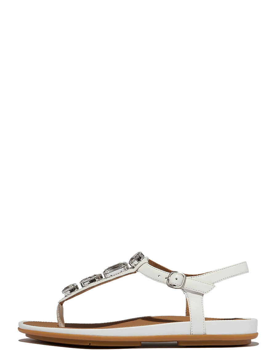 FitFlop - GRACIE ULTRA-JEWEL LEATHER T-BAR SANDALS - flade sandaler - urban white - 1