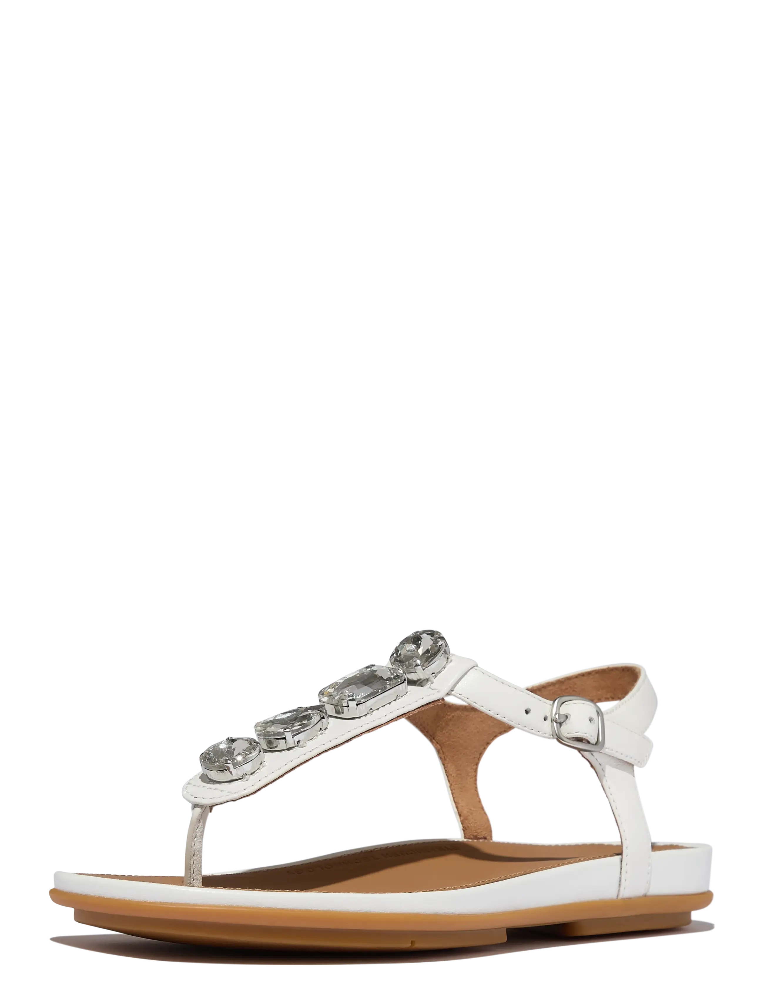 FitFlop - GRACIE ULTRA-JEWEL LEATHER T-BAR SANDALS - flade sandaler - urban white - 3