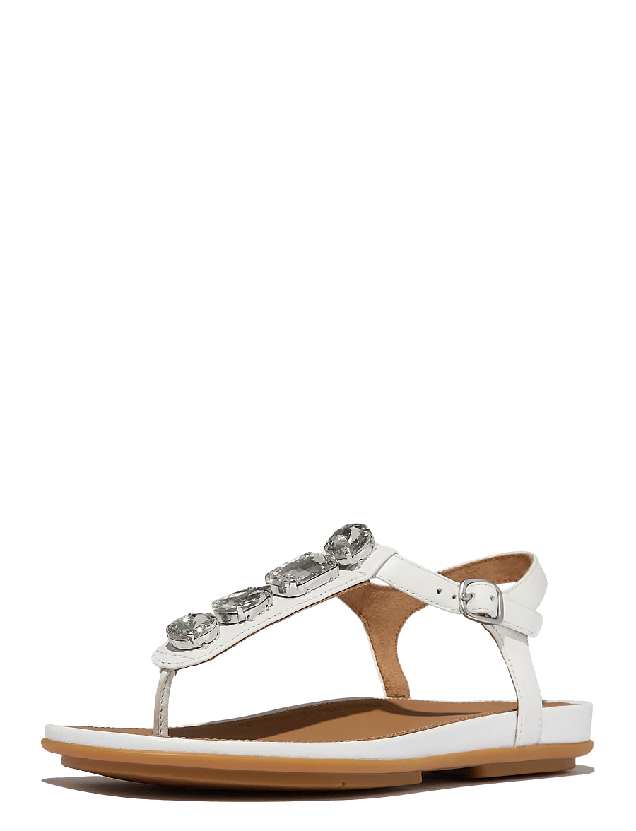FitFlop - GRACIE ULTRA-JEWEL LEATHER T-BAR SANDALS - flade sandaler - urban white - 3