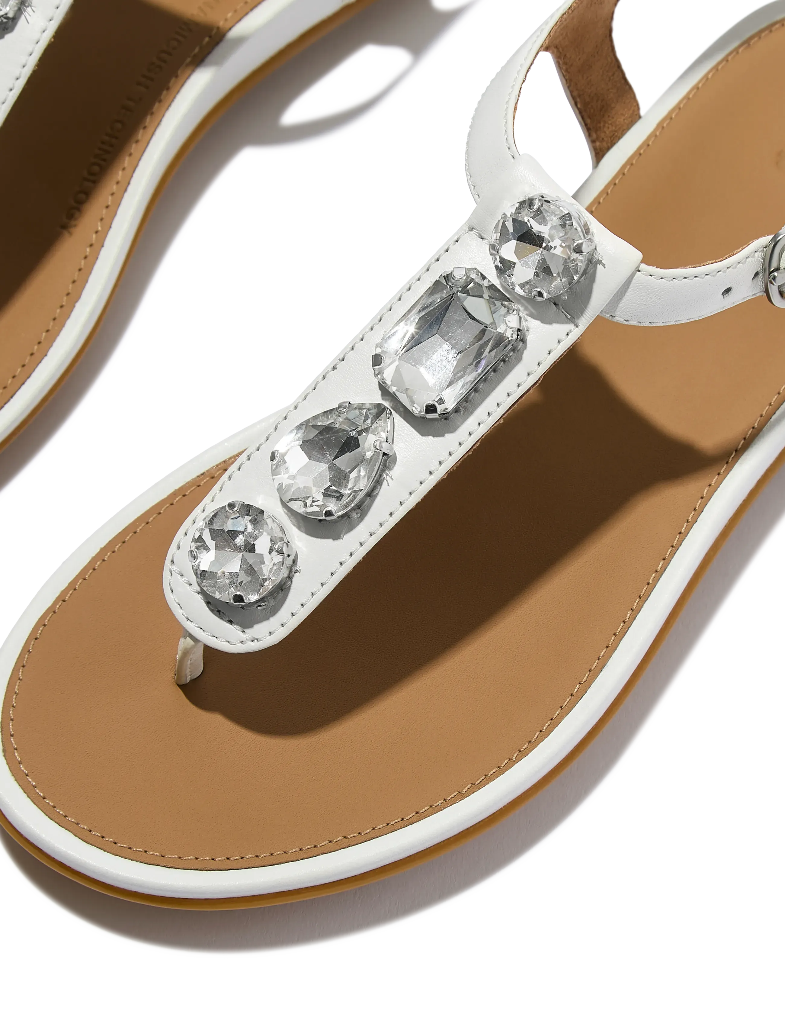 FitFlop - GRACIE ULTRA-JEWEL LEATHER T-BAR SANDALS - flade sandaler - urban white - 4
