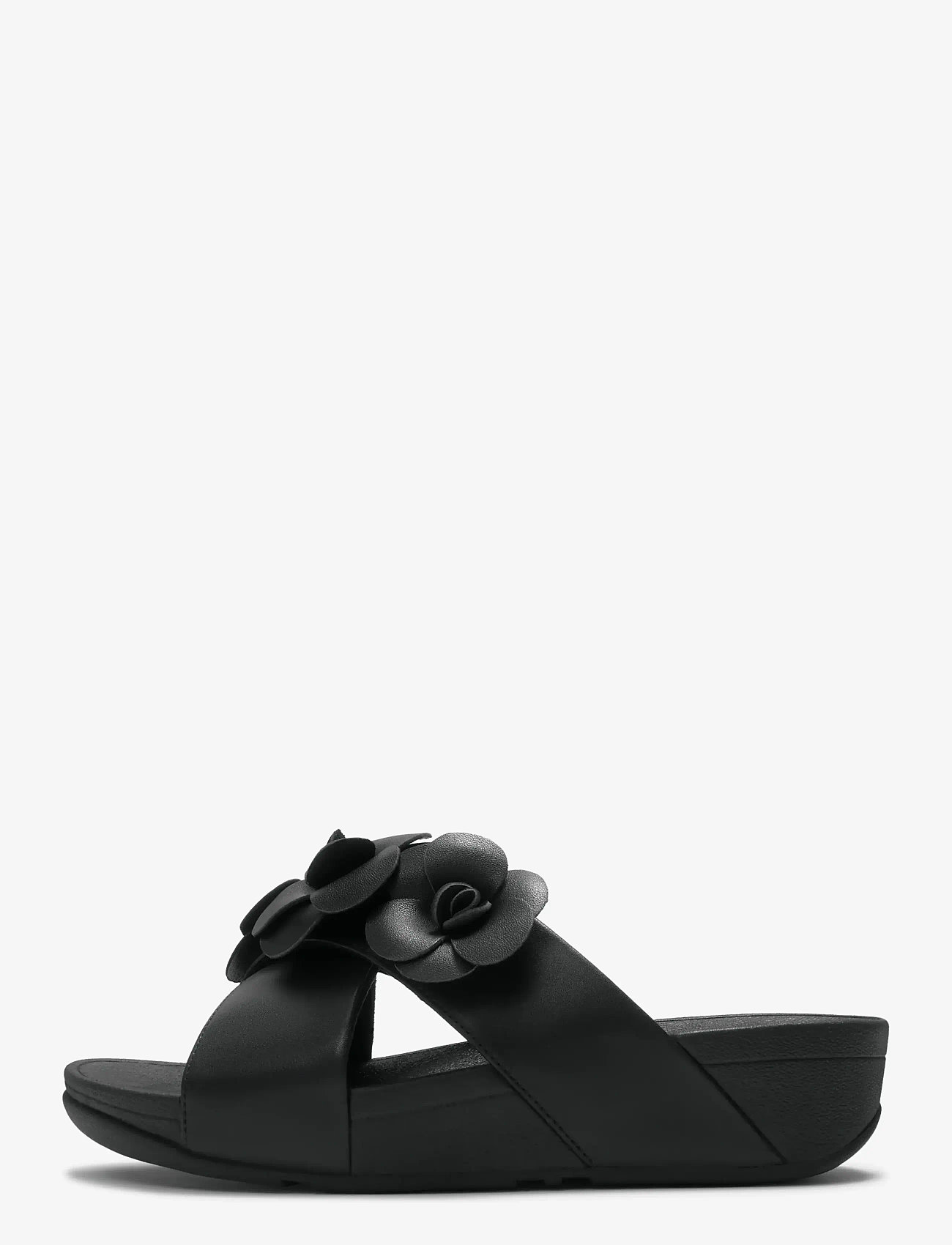 FitFlop - LULU FLOWER CROSS SLIDES - platformsandaler - black - 1