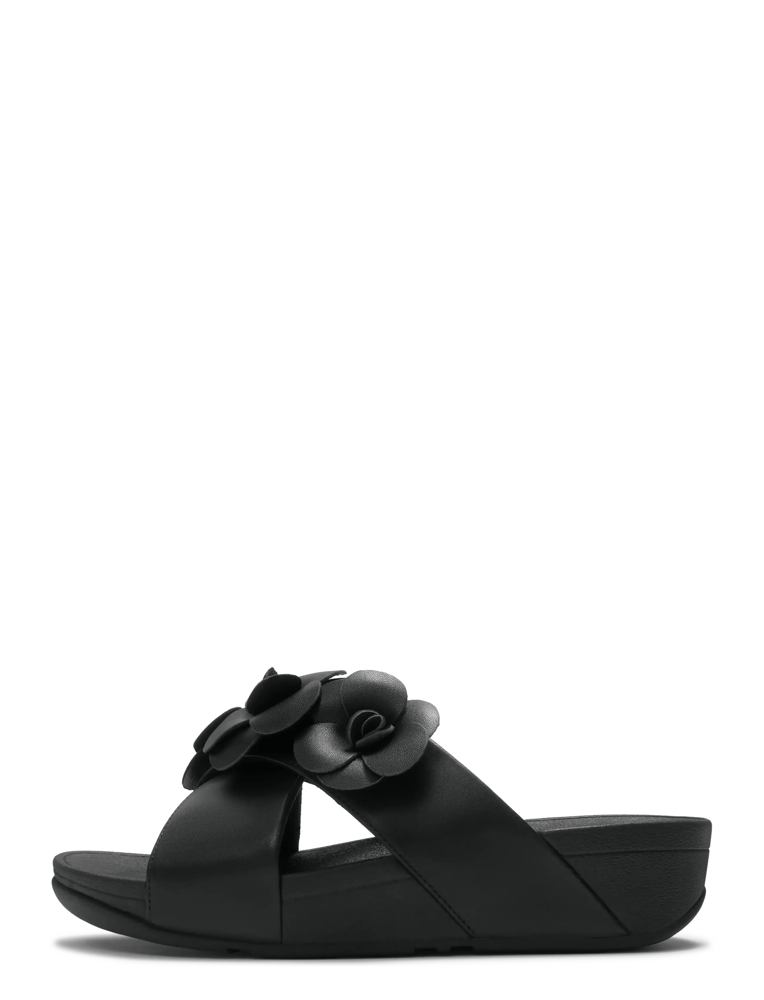 FitFlop LULU FLOWER CROSS SLIDES - Sandaler - BLACK / black