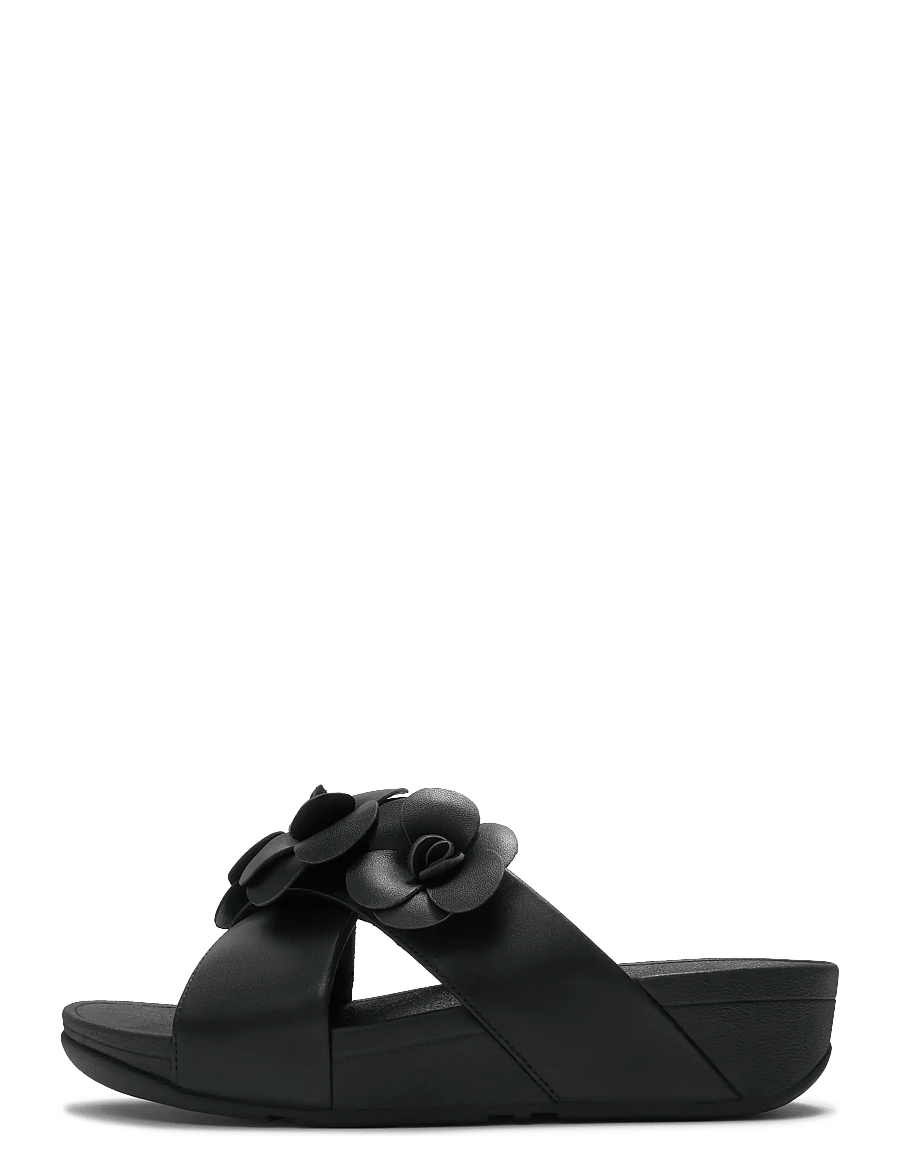 FitFlop - LULU FLOWER CROSS SLIDES - platvorm sandaalid - black - 1