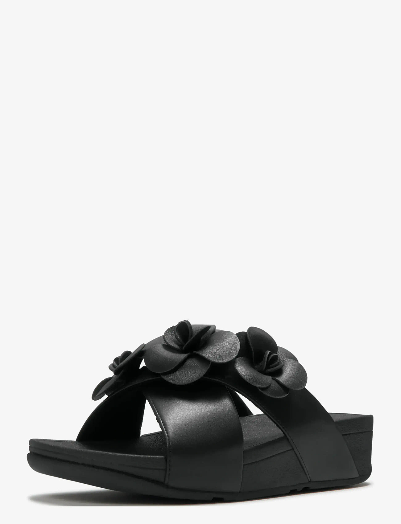 FitFlop - LULU FLOWER CROSS SLIDES - platformsandaler - black - 2