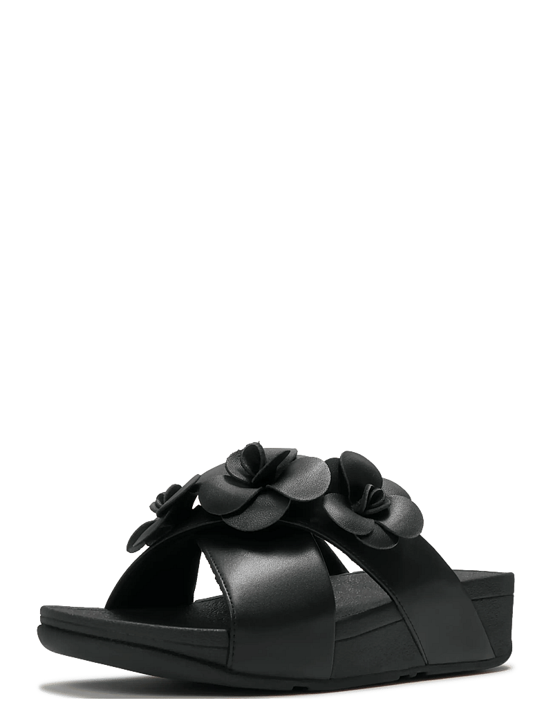 FitFlop - LULU FLOWER CROSS SLIDES - platformsandaler - black - 2