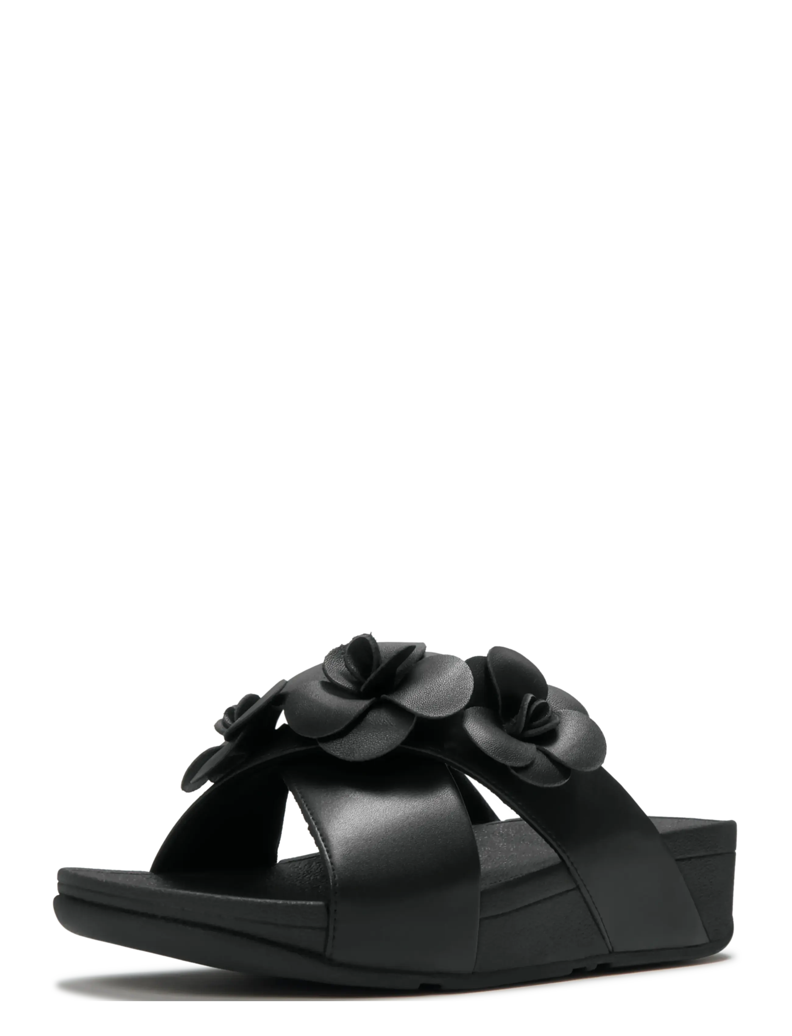 FitFlop - LULU FLOWER CROSS SLIDES - platvorm sandaalid - black - 2