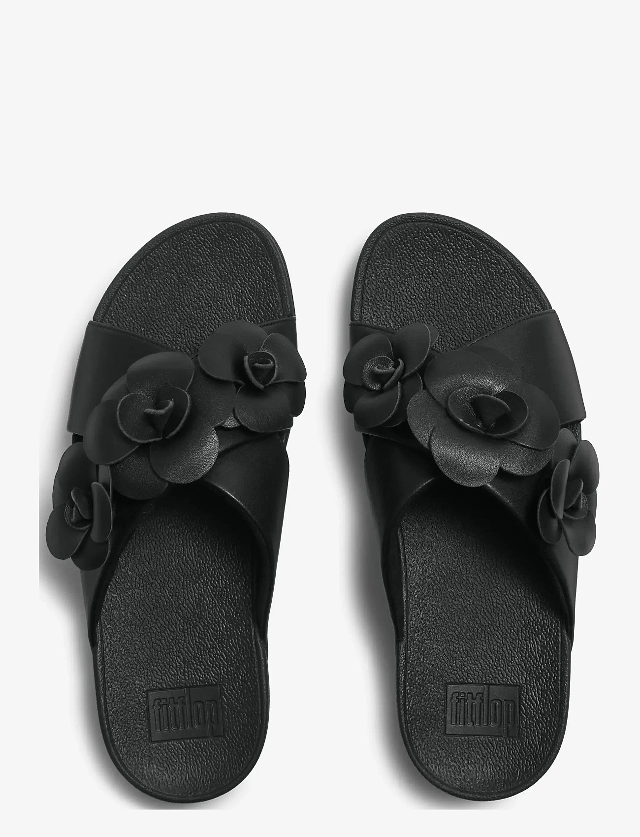 FitFlop - LULU FLOWER CROSS SLIDES - platformsandaler - black - 3