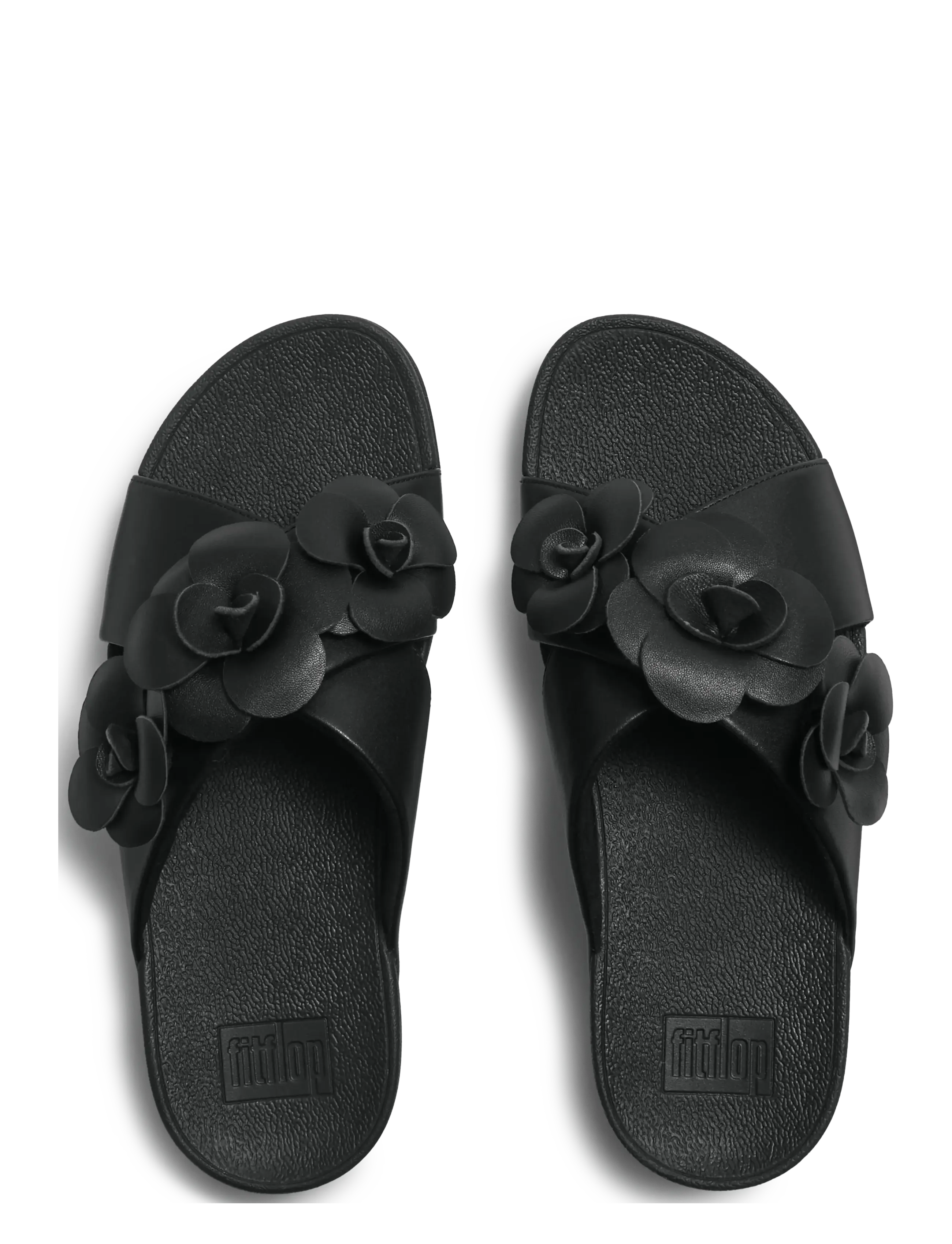 FitFlop - LULU FLOWER CROSS SLIDES - platvorm sandaalid - black - 3
