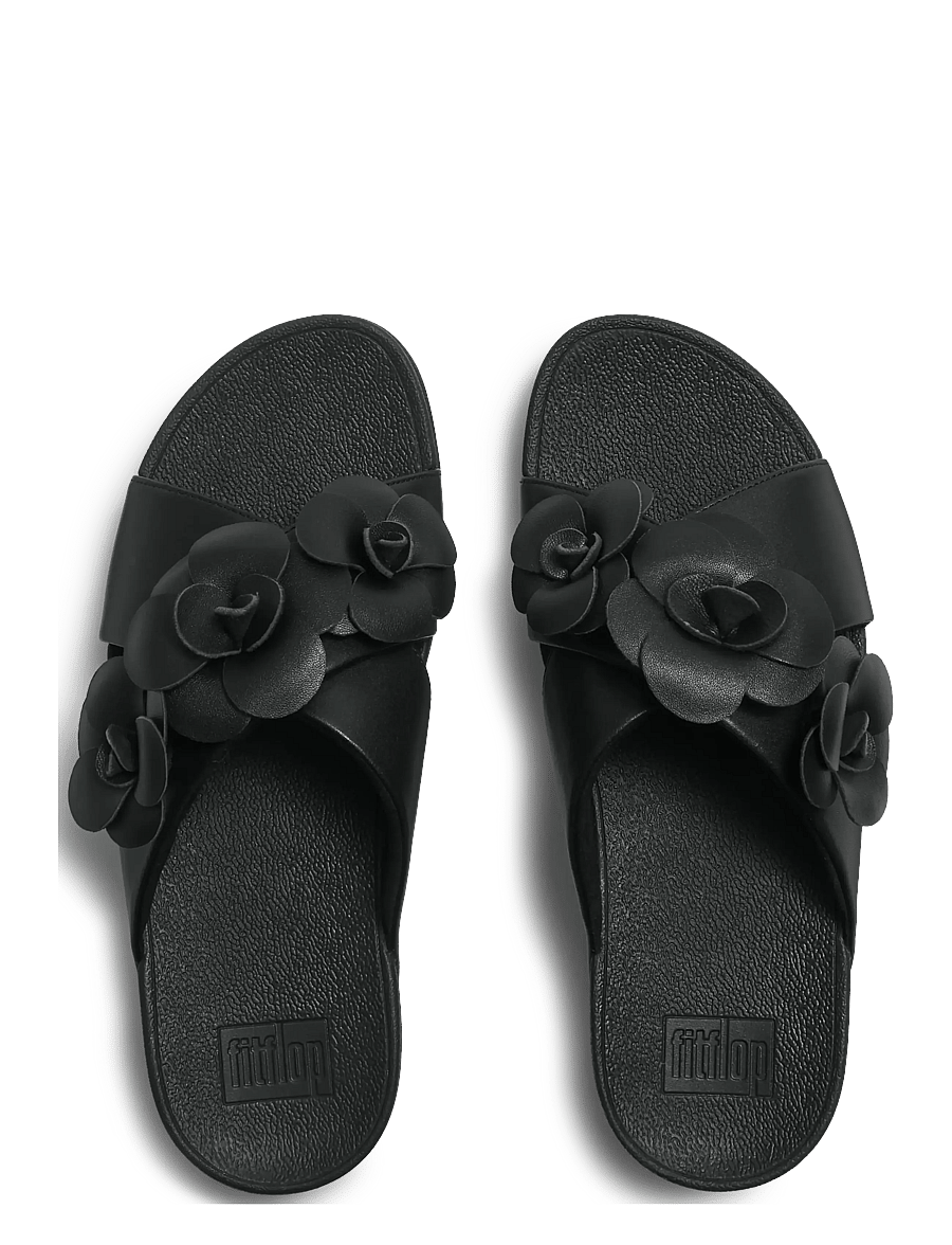 FitFlop - LULU FLOWER CROSS SLIDES - platvorm sandaalid - black - 3