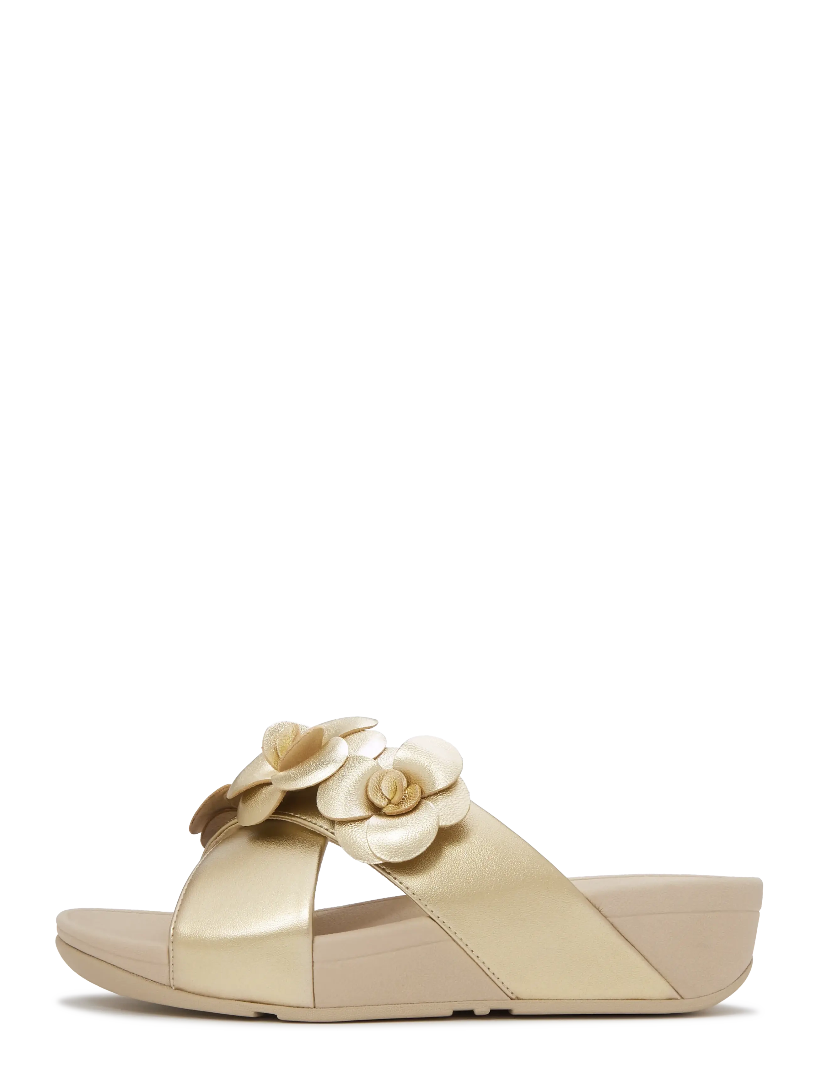 FitFlop LULU FLOWER CROSS SLIDES - FitFlop - PLATINO / gold