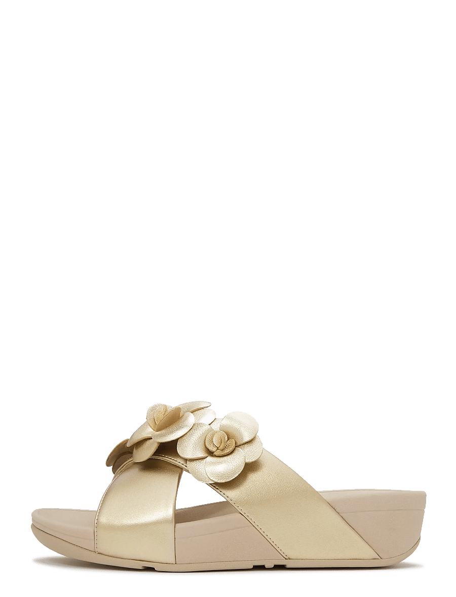 FitFlop - LULU FLOWER CROSS SLIDES - platformsandaler - platino - 1