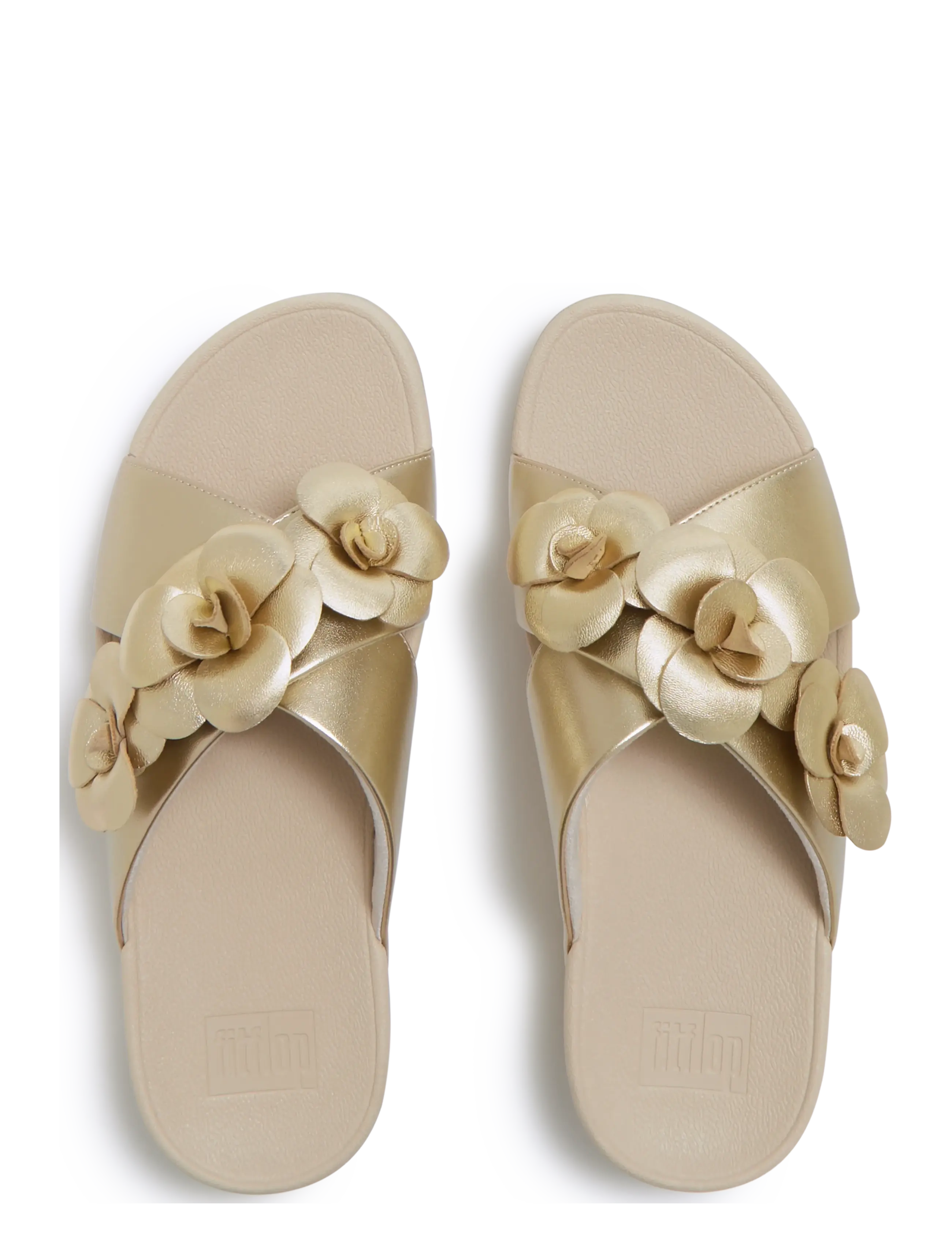 FitFlop - LULU FLOWER CROSS SLIDES - platformsandaler - platino - 2