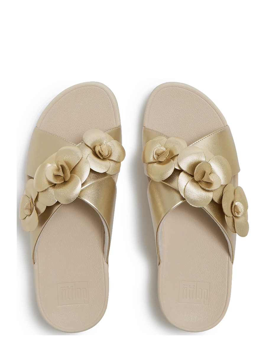 FitFlop - LULU FLOWER CROSS SLIDES - platformsandaler - platino - 2