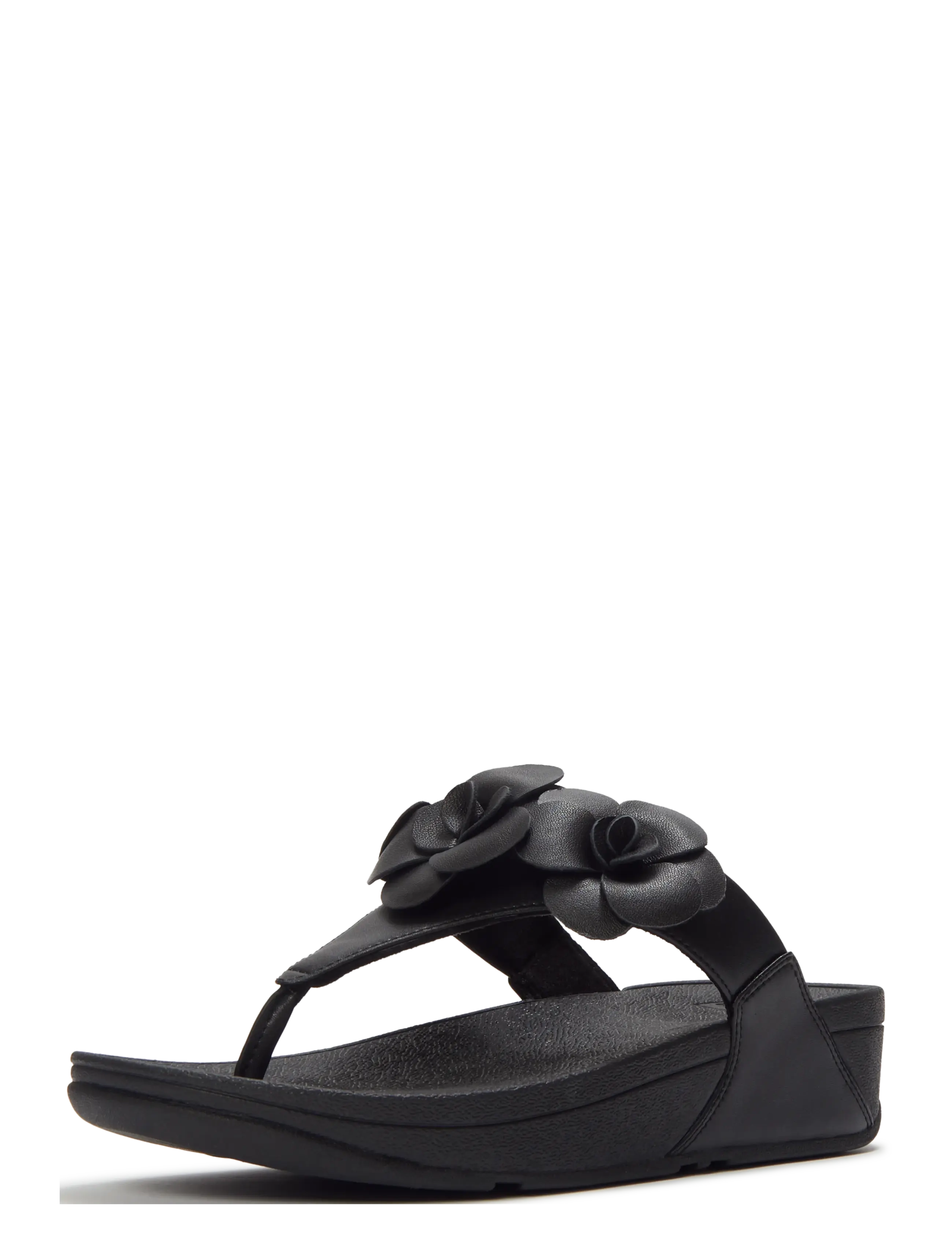 FitFlop - LULU FLOWER TOE-POST SANDALS - platformsandaler - black - 3