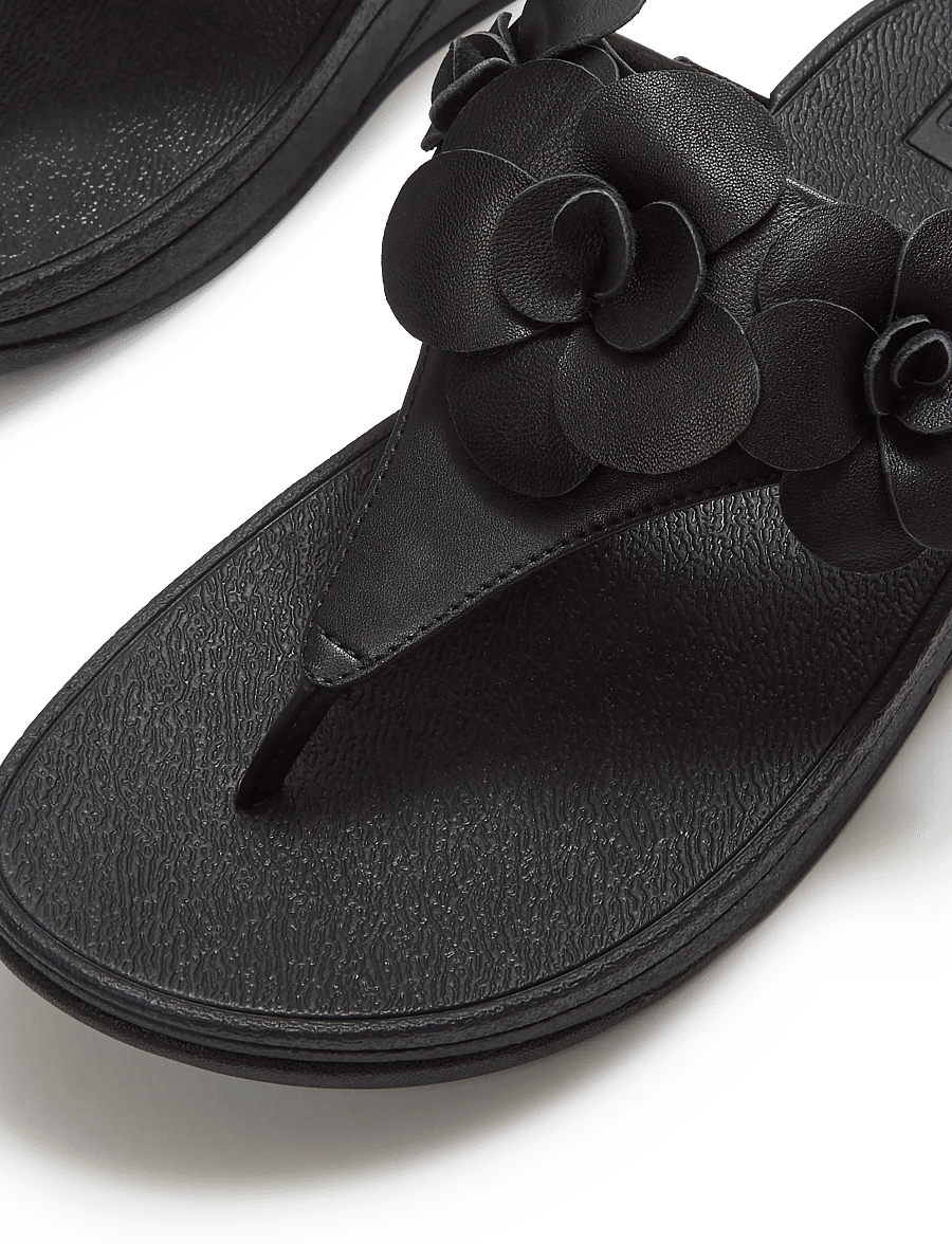 FitFlop - LULU FLOWER TOE-POST SANDALS - platformsandaler - black - 4