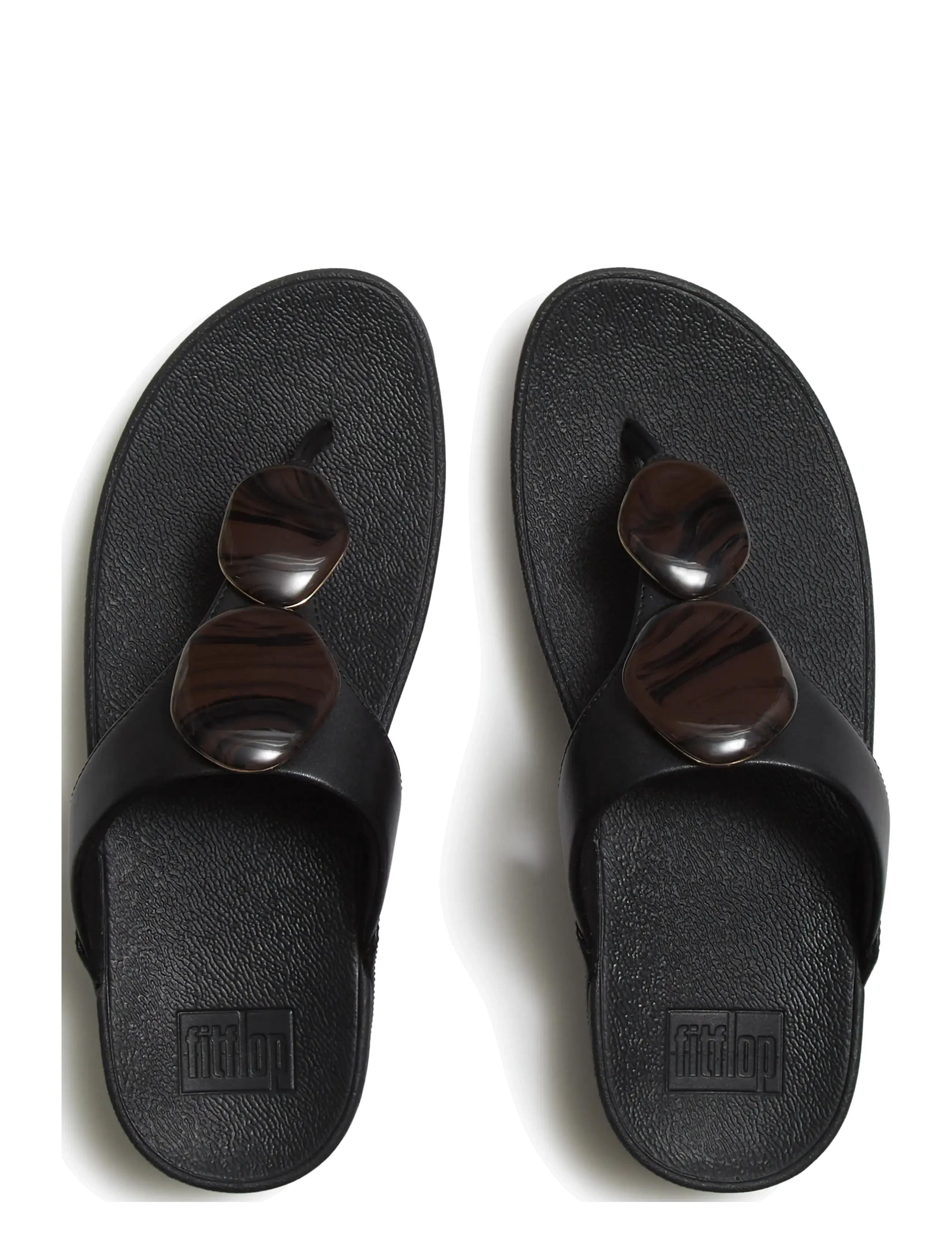 FitFlop - LULU MARBLED-STONE TOE-POST SANDALS - platformsandaler - black - 2