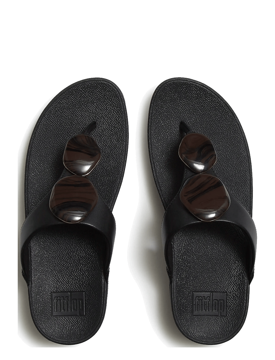 FitFlop - LULU MARBLED-STONE TOE-POST SANDALS - platformsandaler - black - 2