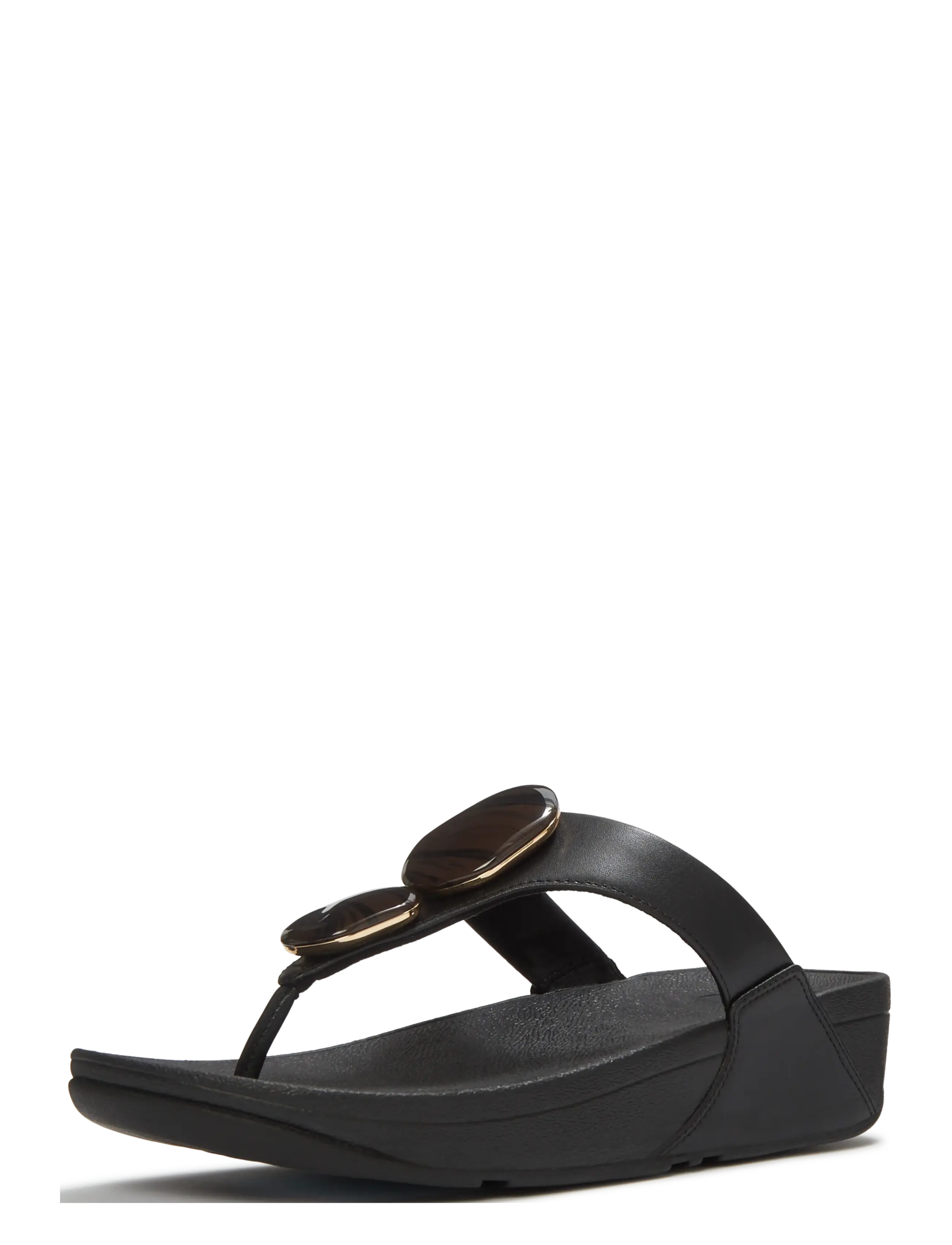 FitFlop - LULU MARBLED-STONE TOE-POST SANDALS - platformsandaler - black - 3