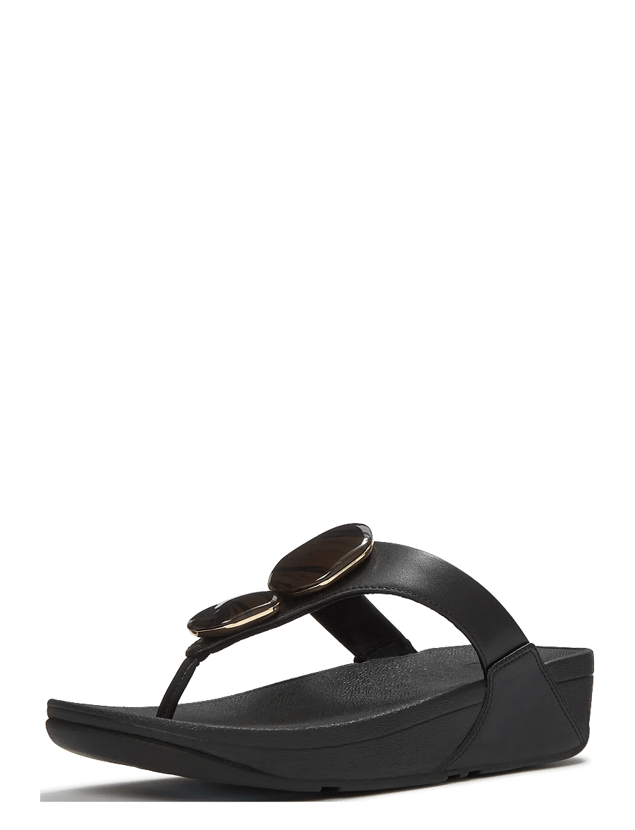 FitFlop - LULU MARBLED-STONE TOE-POST SANDALS - platformsandaler - black - 3