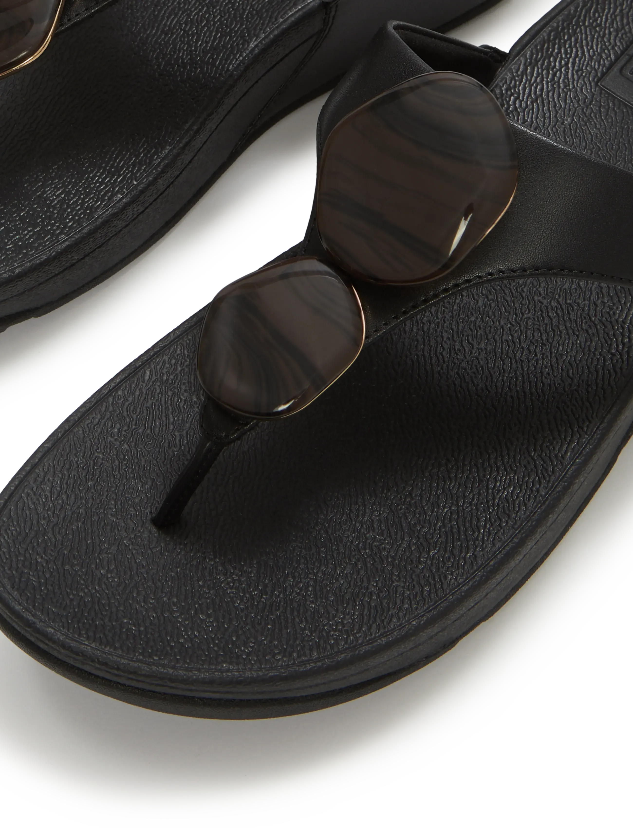 FitFlop - LULU MARBLED-STONE TOE-POST SANDALS - platformsandaler - black - 4