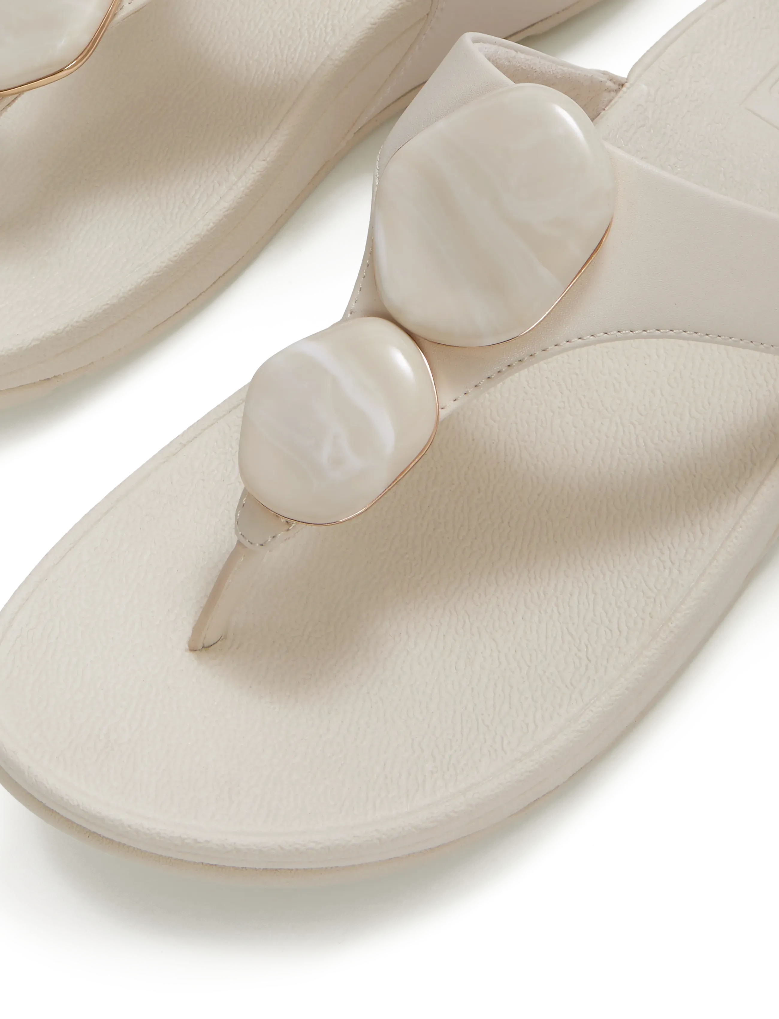FitFlop - LULU MARBLED-STONE TOE-POST SANDALS - platvorm sandaalid - paris beige - 4