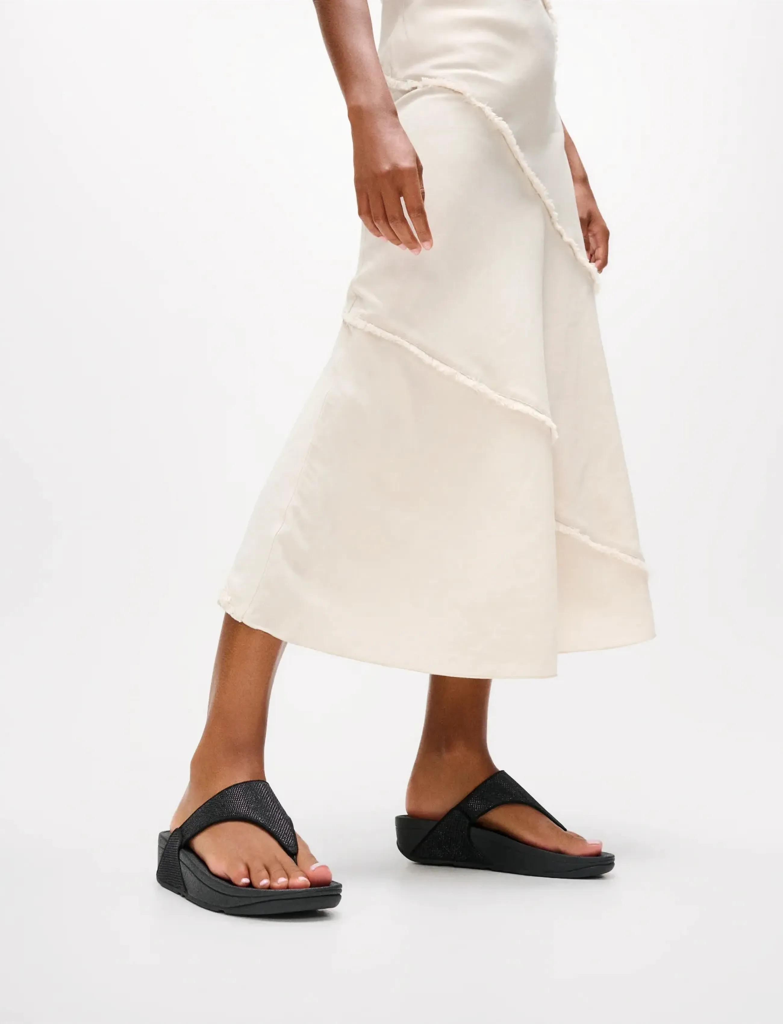 FitFlop Lulu Shimmerglitz Toe-Post Sandals, 41, Black, Sandaler > Flip Flops, Dame