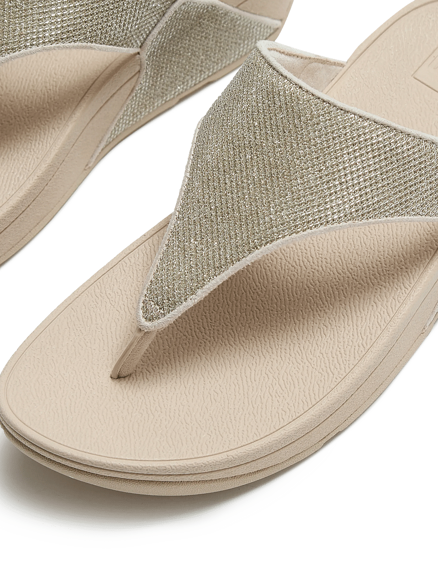 FitFlop - LULU SHIMMERGLITZ TOE-POST SANDALS - sandały na platformie - platino - 4