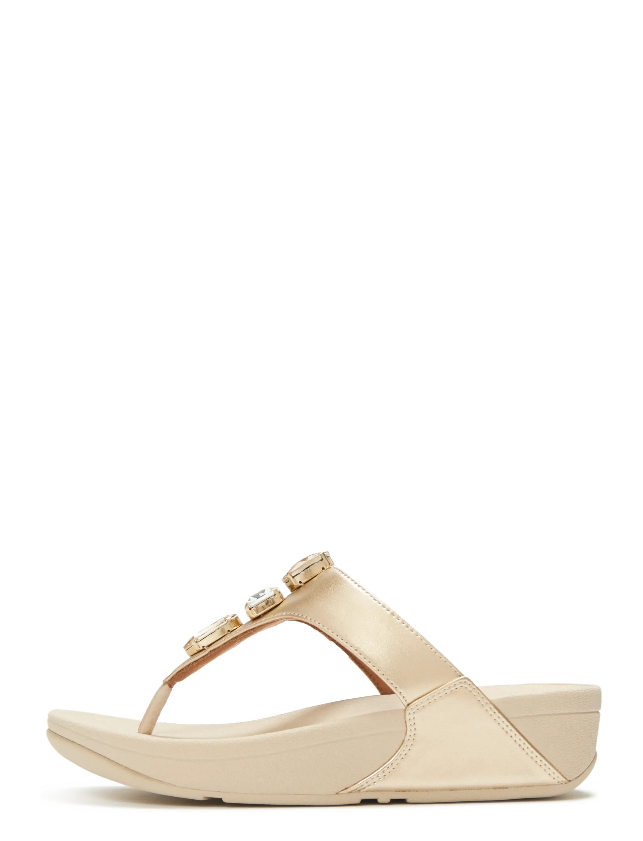 FitFlop LULU ULTRA-JEWEL METALLIC TOE-POST SANDALS - FitFlop - PLATINO / beige