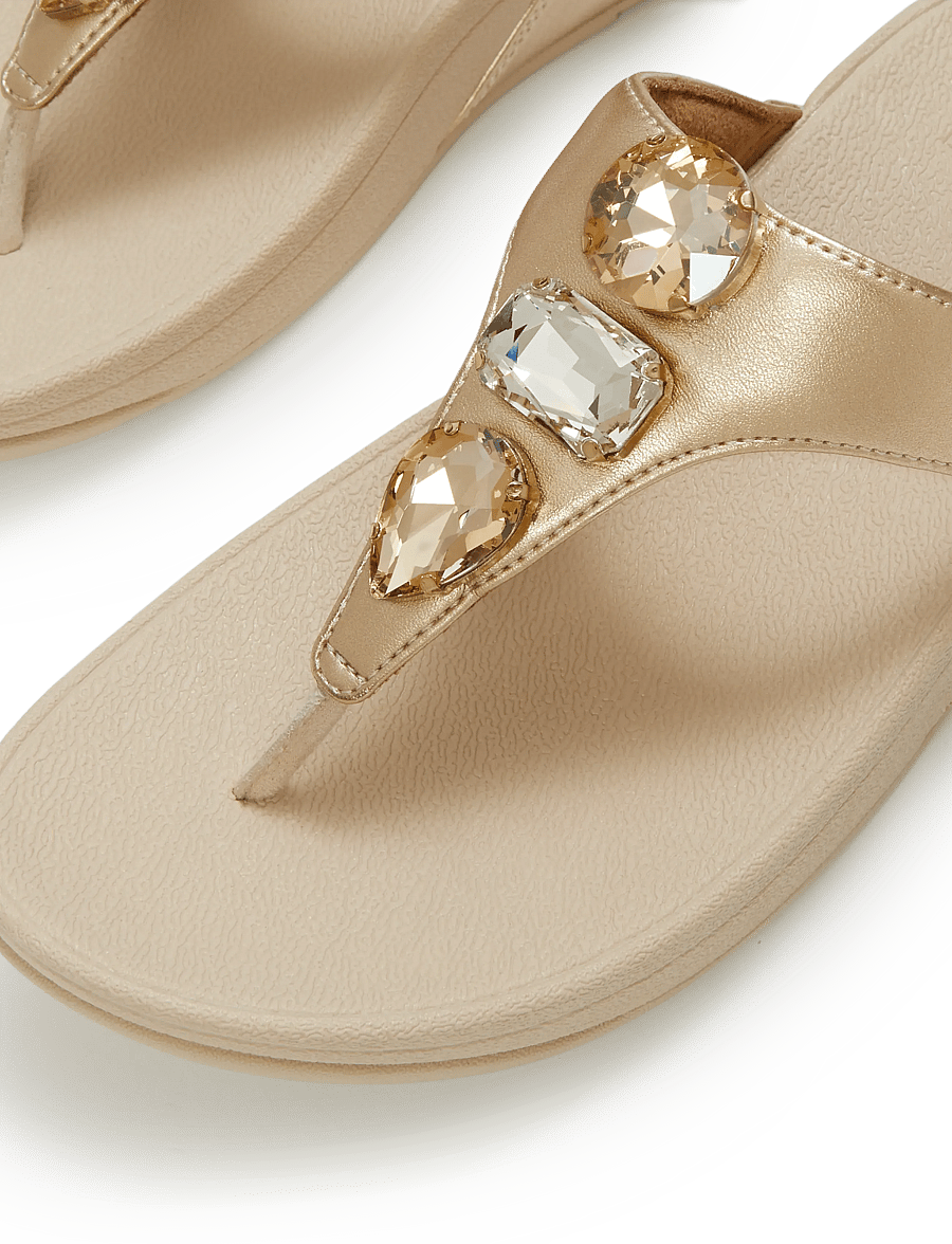FitFlop - LULU ULTRA-JEWEL METALLIC TOE-POST SANDALS - platformsandaler - platino - 4