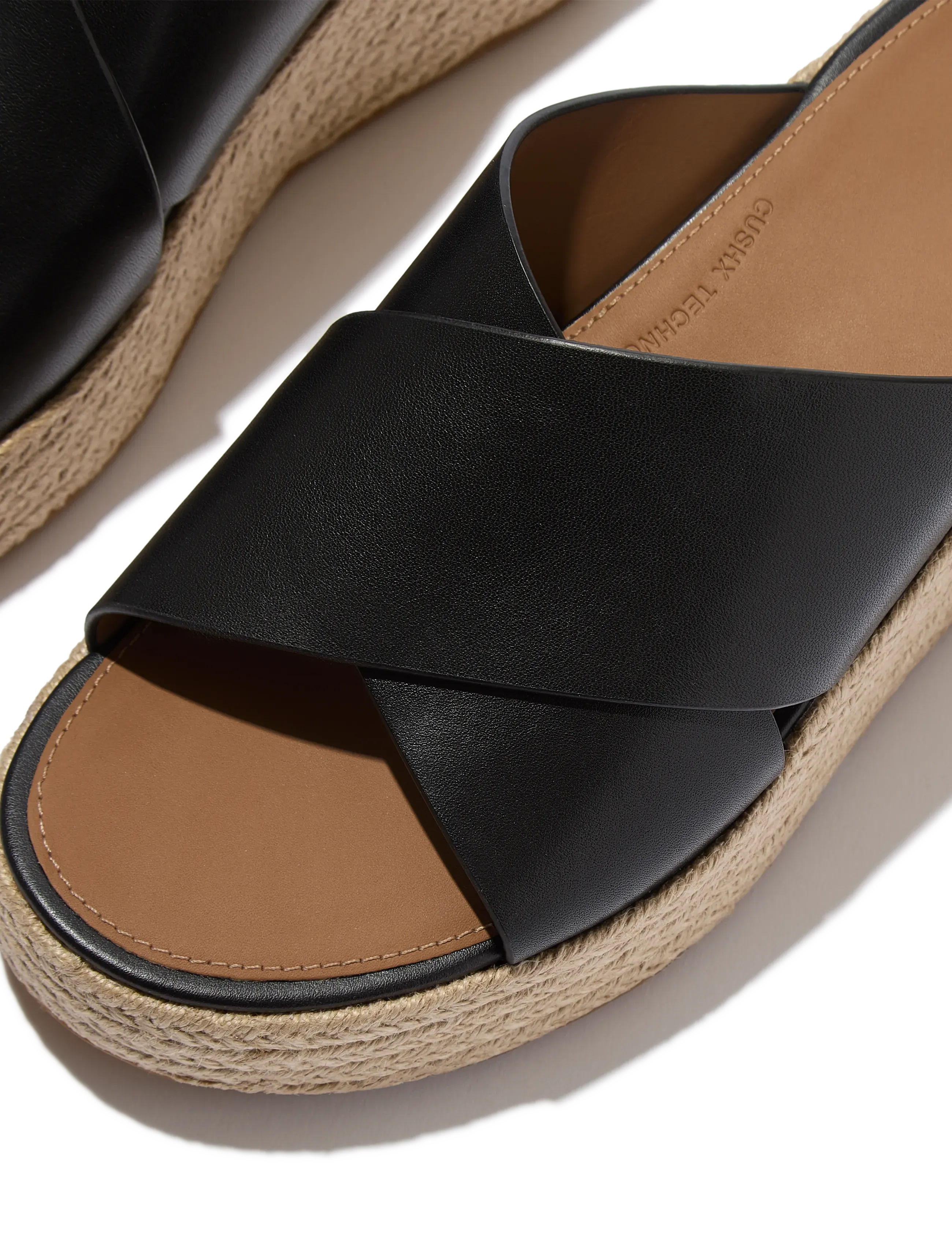 FitFlop - PLATFFORMS ESPADRILLE LEATHER WEDGE CROSS SLIDES - konfirmationstøj - black - 4