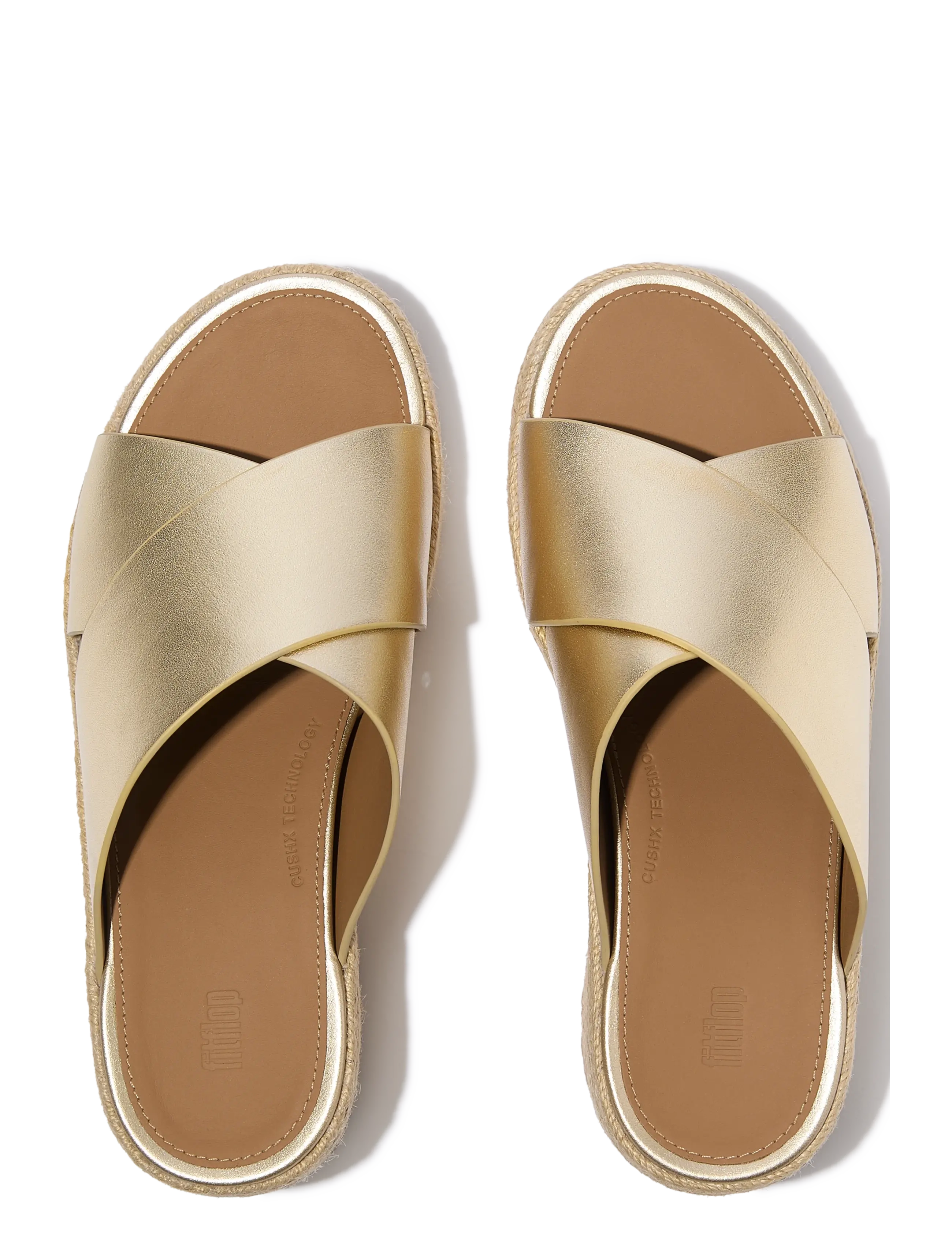 FitFlop - PLATFFORMS ESPADRILLE LEATHER WEDGE CROSS SLIDES - konfirmationstøj - platino - 2