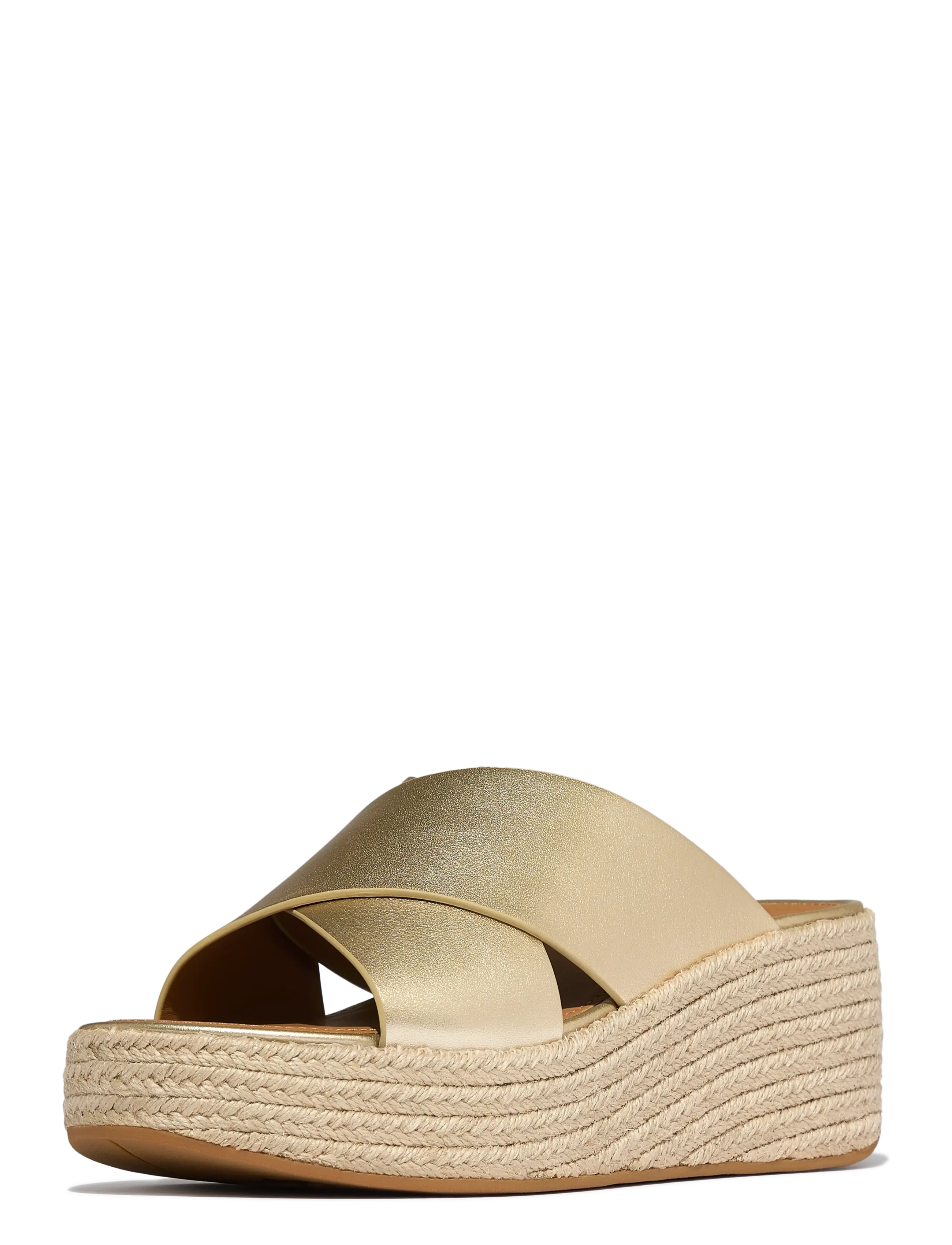 FitFlop - PLATFFORMS ESPADRILLE LEATHER WEDGE CROSS SLIDES - konfirmationstøj - platino - 3