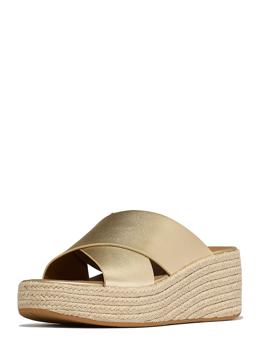 FitFlop - PLATFFORMS ESPADRILLE LEATHER WEDGE CROSS SLIDES - konfirmationstøj - platino - 3