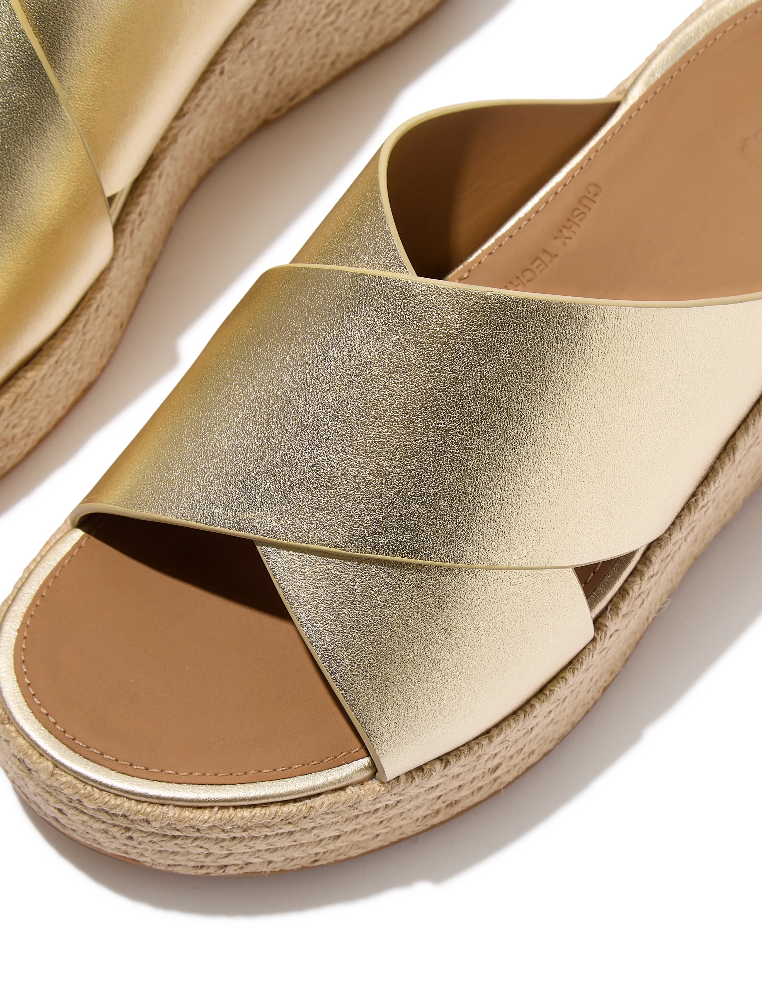 FitFlop - PLATFFORMS ESPADRILLE LEATHER WEDGE CROSS SLIDES - konfirmationstøj - platino - 4