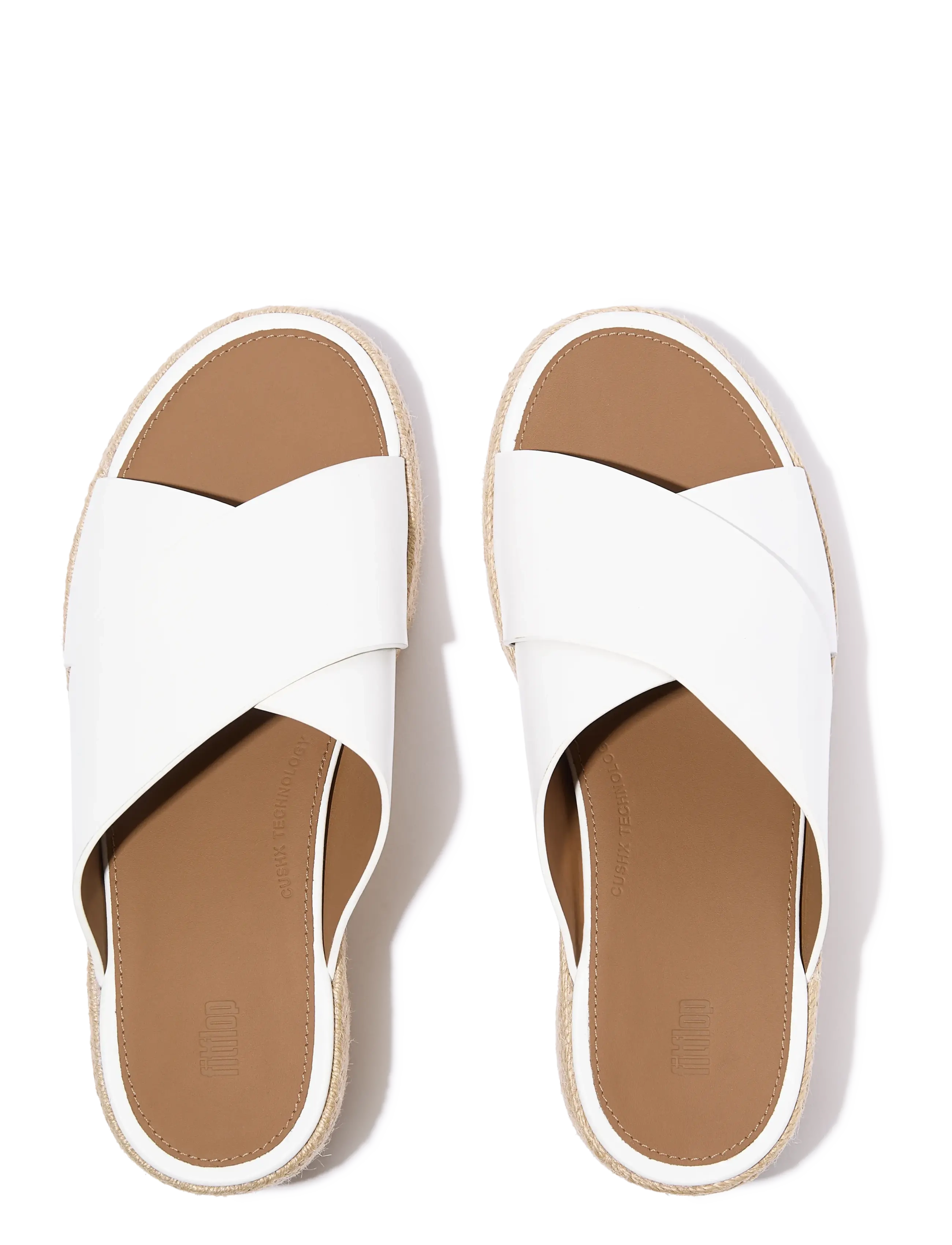 FitFlop - PLATFFORMS ESPADRILLE LEATHER WEDGE CROSS SLIDES - konfirmation - urban white - 2