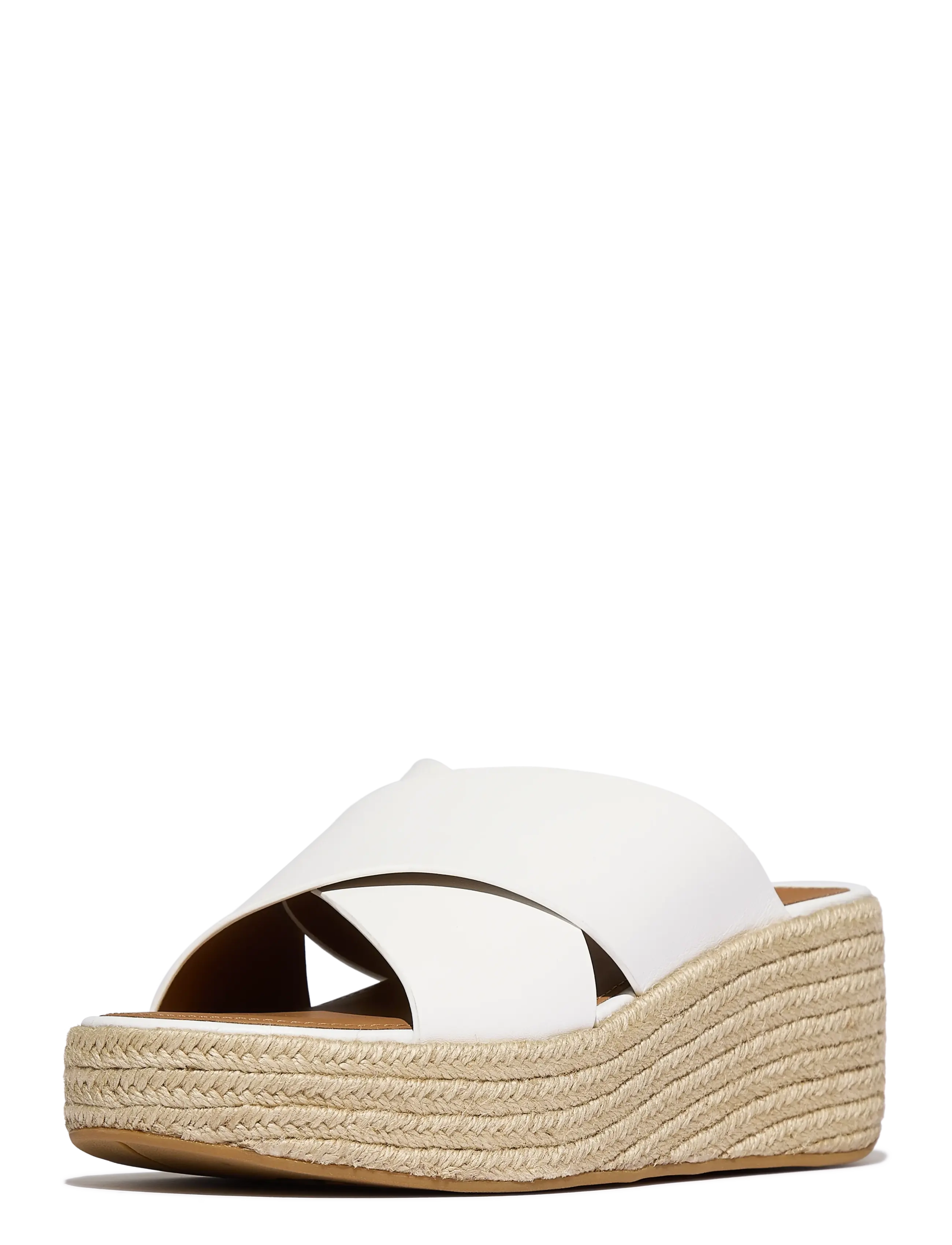 FitFlop - PLATFFORMS ESPADRILLE LEATHER WEDGE CROSS SLIDES - konfirmation - urban white - 3