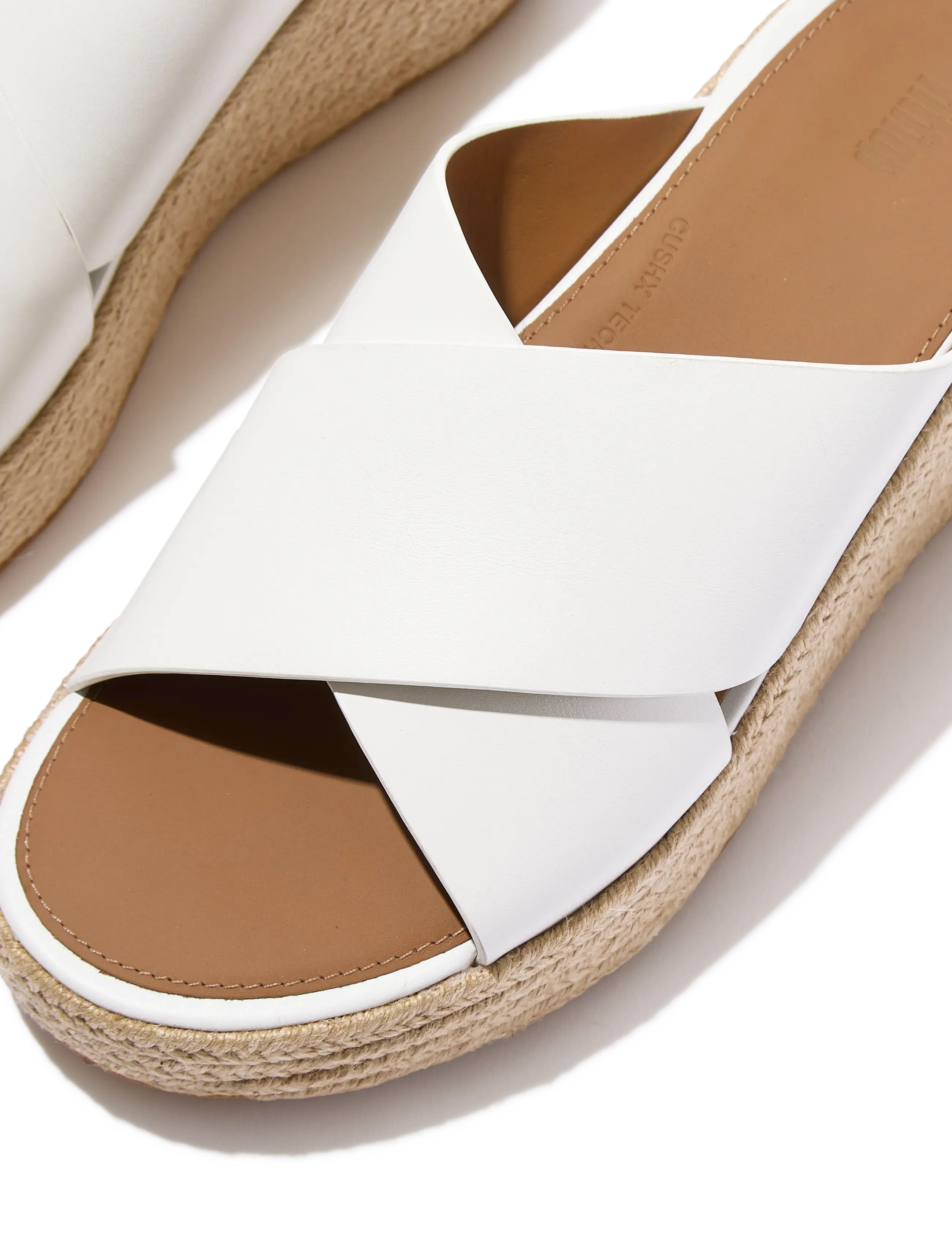 FitFlop - PLATFFORMS ESPADRILLE LEATHER WEDGE CROSS SLIDES - konfirmationstøj - urban white - 4