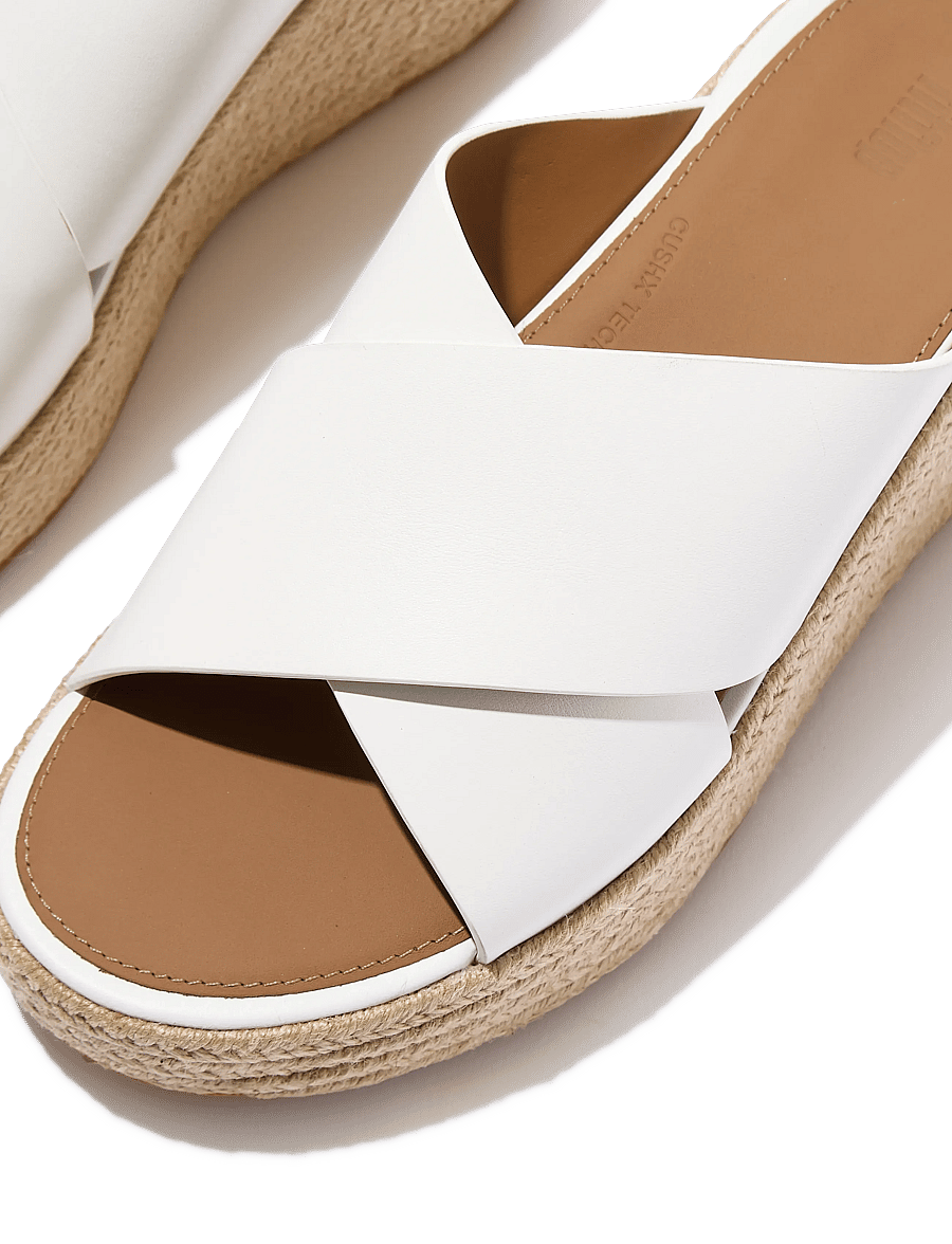 FitFlop - PLATFFORMS ESPADRILLE LEATHER WEDGE CROSS SLIDES - konfirmationstøj - urban white - 4