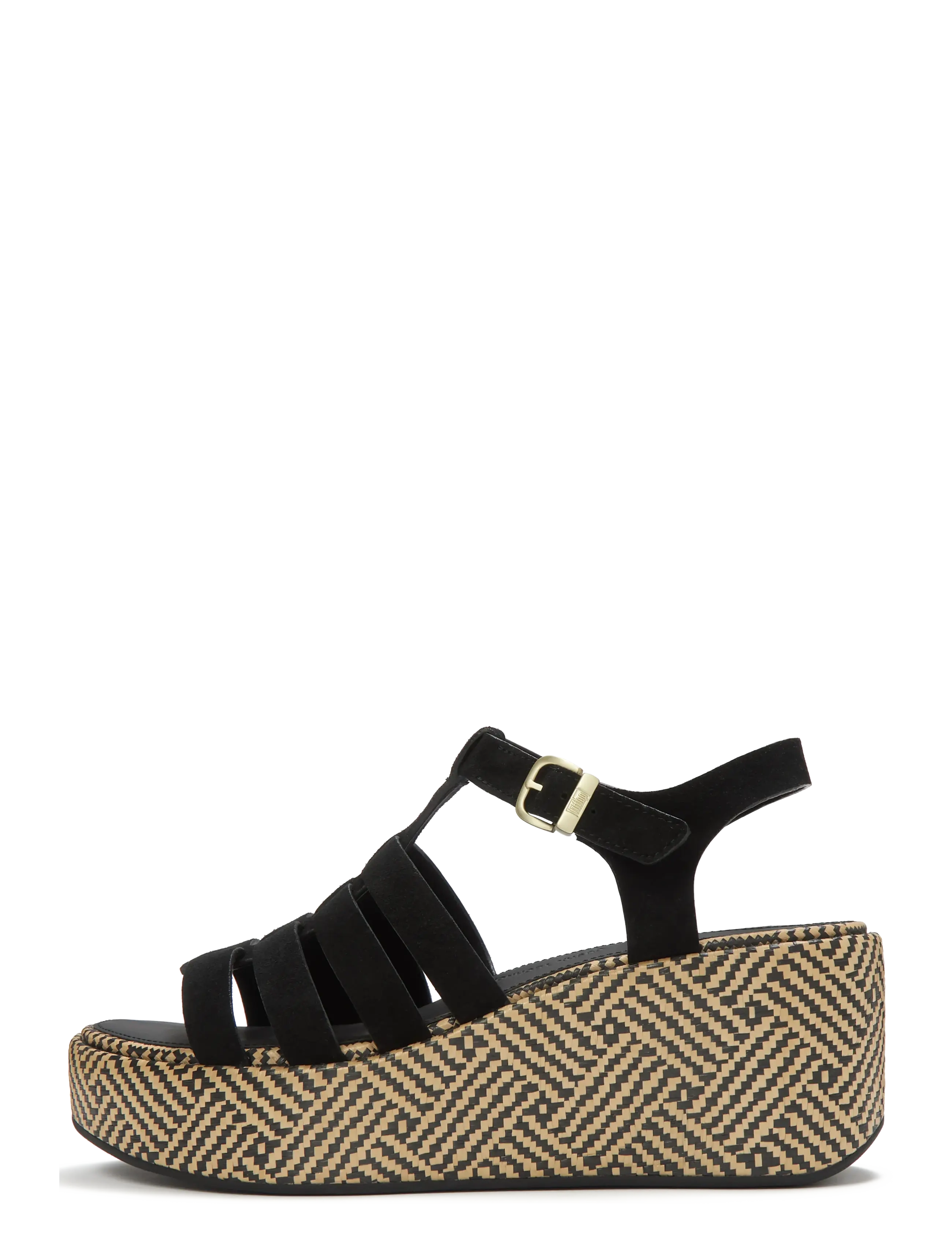 FitFlop PLATFFORMS GRAPHIC-WEAVE SUEDE FISHERMAN SANDALS - FitFlop - BLACK / black