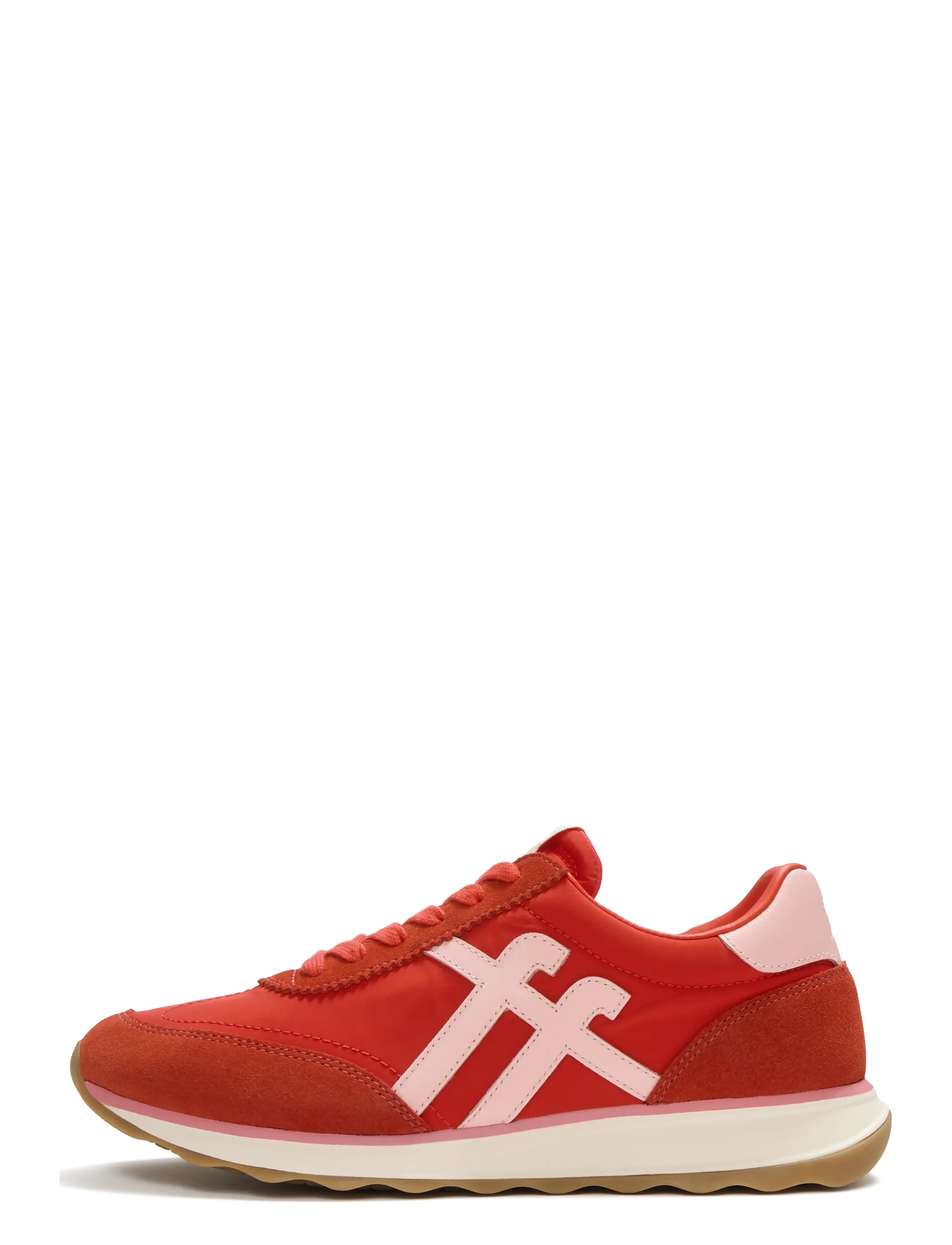 FitFlop RETRO-Q FF FABRIC/SUEDE SNEAKERS - Niedrige Sneakers - CHERRY TOMATO/WARM PINK / red