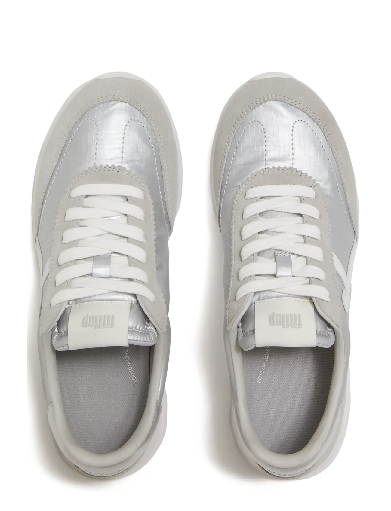 FitFlop - RETRO-Q FF METALLIC-FABRIC/SUEDE SNEAKERS - niedrige sneakers - silver/urban white - 2