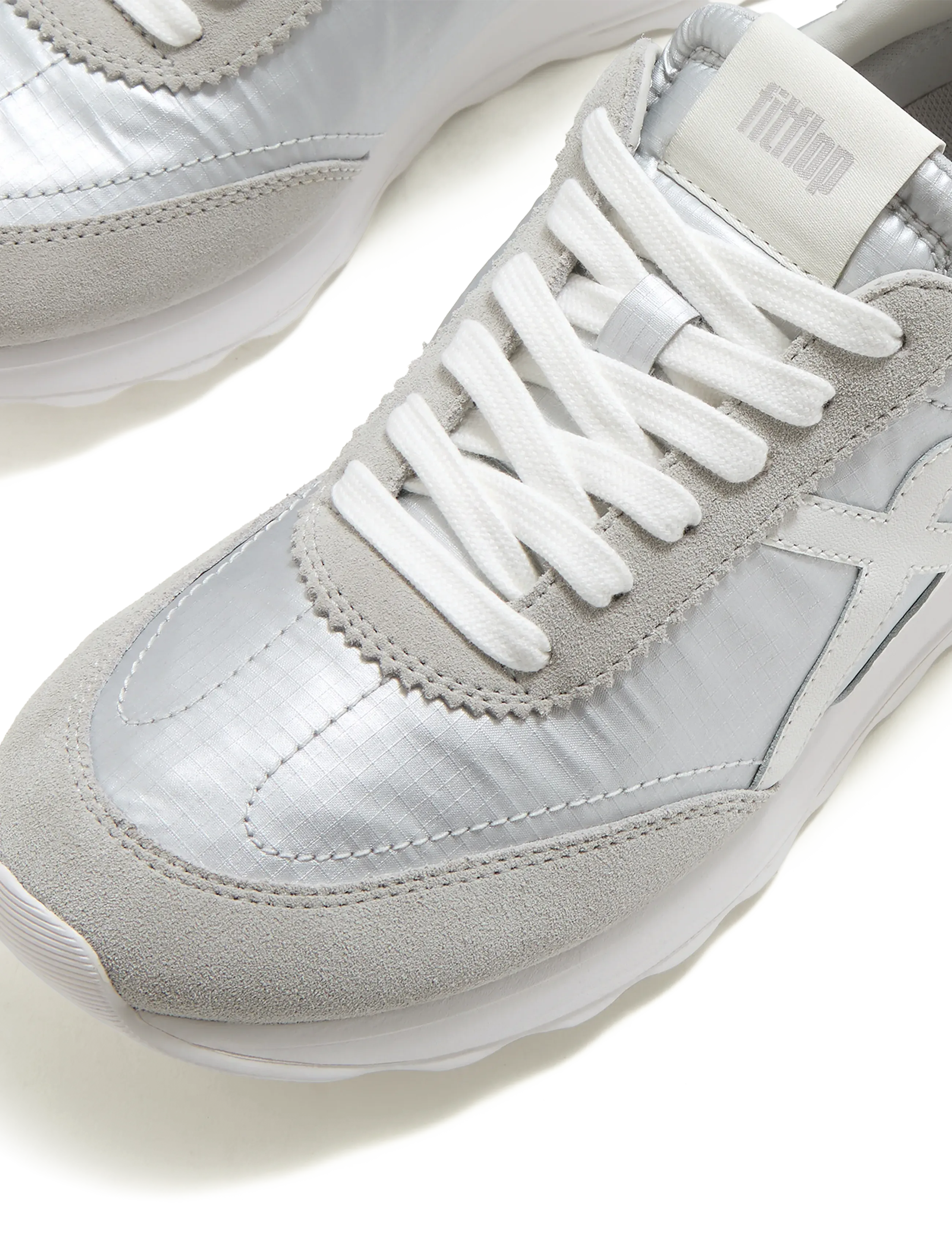 FitFlop - RETRO-Q FF METALLIC-FABRIC/SUEDE SNEAKERS - niedrige sneakers - silver/urban white - 5
