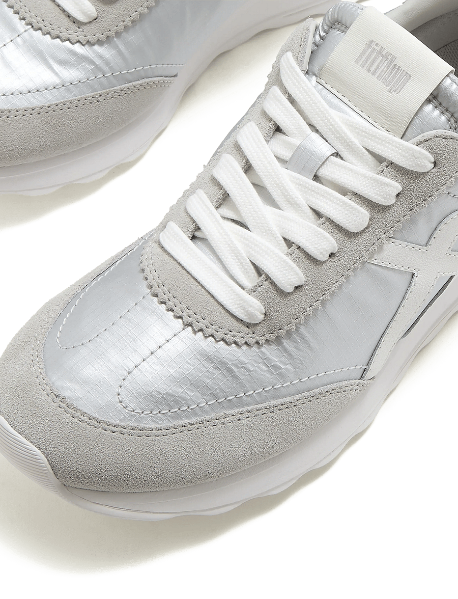 FitFlop - RETRO-Q FF METALLIC-FABRIC/SUEDE SNEAKERS - niedrige sneaker - silver/urban white - 5