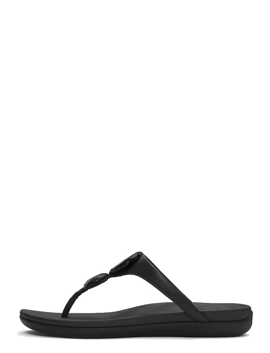 FitFlop - SOLAY GLOSSY-DISC TOE-POST SANDALS - flache sandalen - black - 1