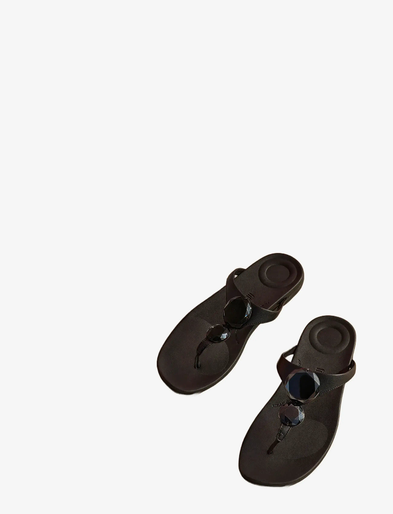 FitFlop - SOLAY GLOSSY-DISC TOE-POST SANDALS - flade sandaler - black - 4